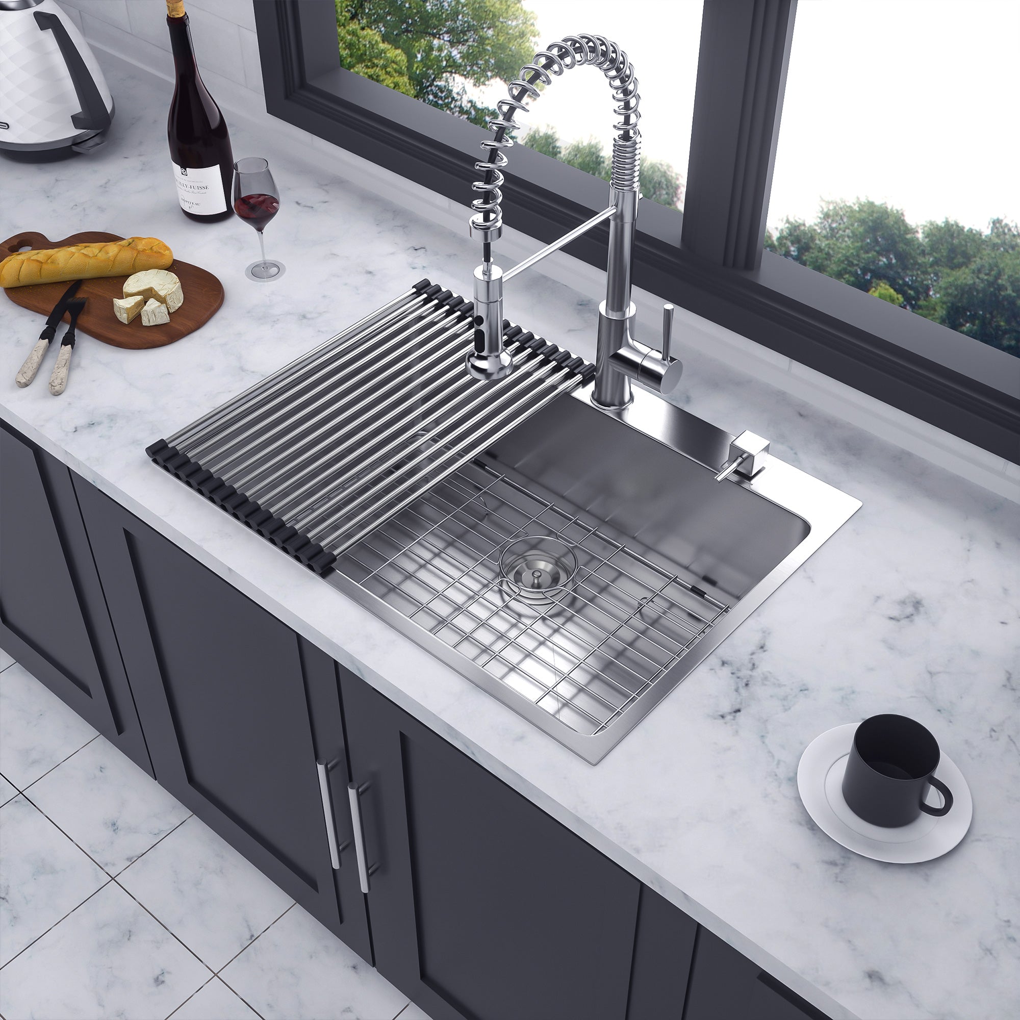 Drop-In Single Bowl Kitchen Sink, Stainless Steel (SS16)