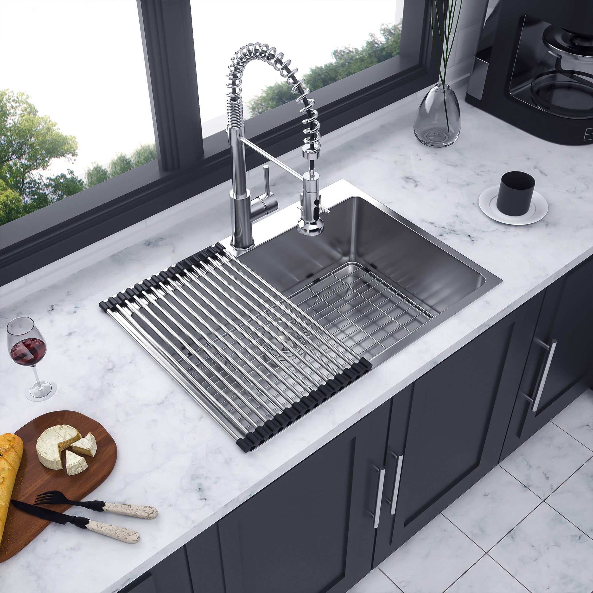 Drop-In Single Bowl Kitchen Sink, Stainless Steel (SS16)