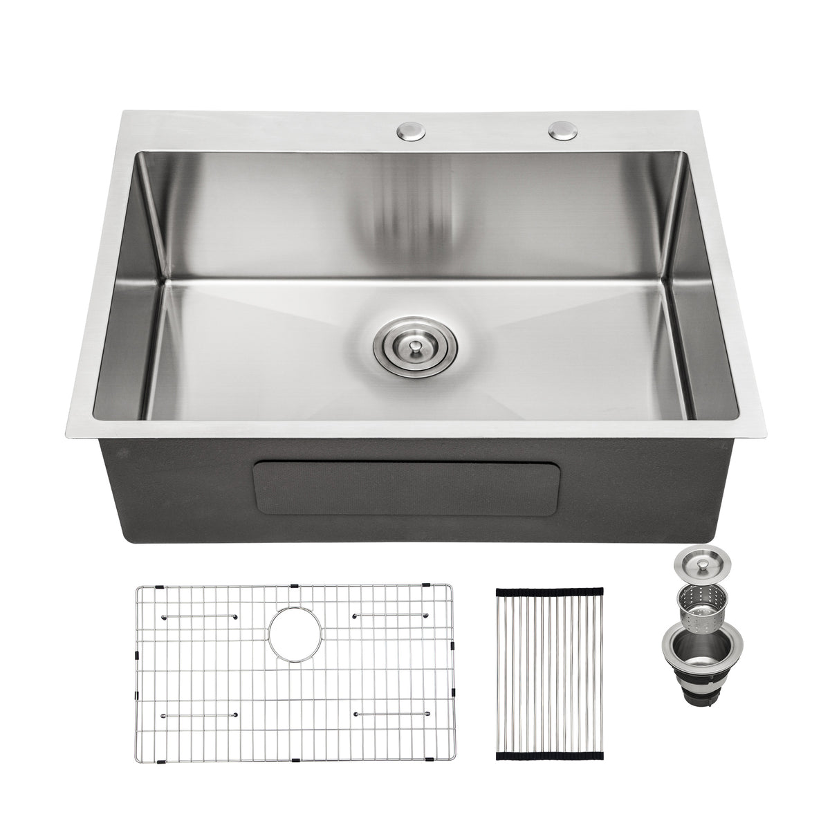Drop-In Single Bowl Kitchen Sink, Stainless Steel (SS16)
