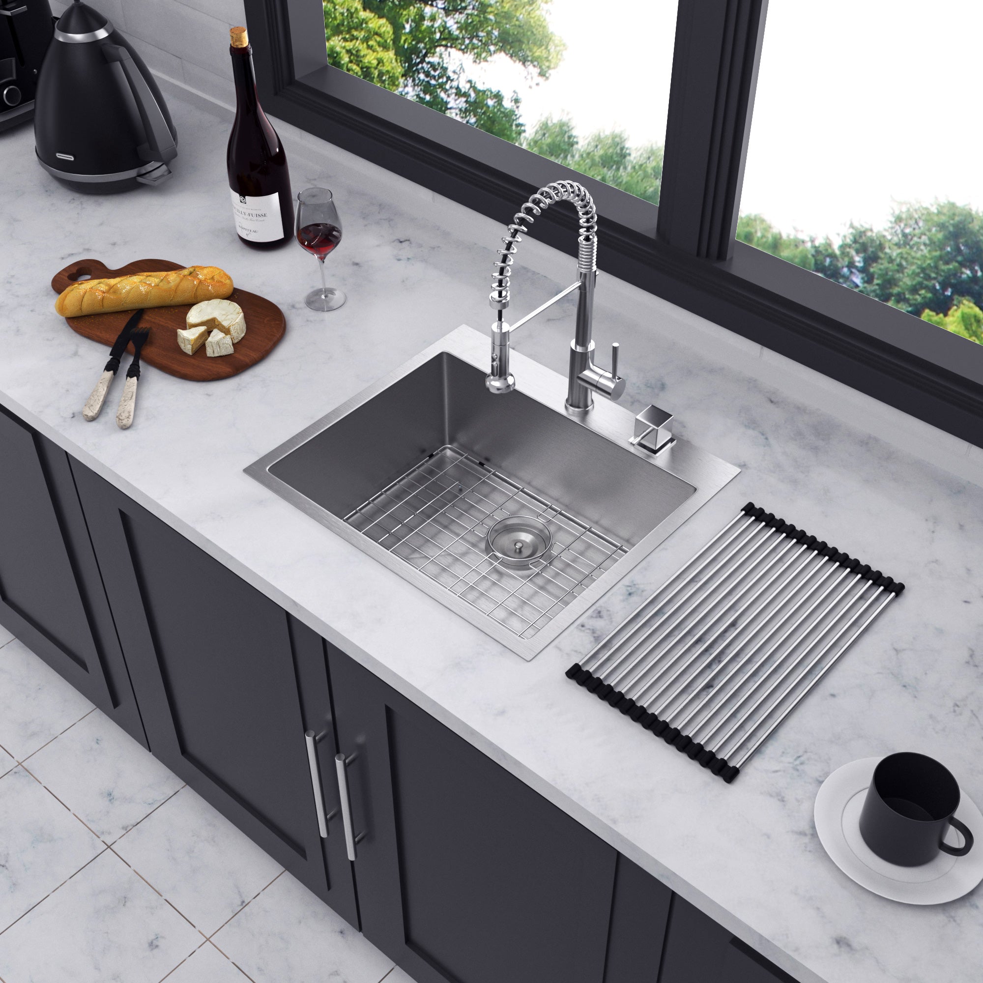 Drop-In Single Bowl Kitchen Sink, Stainless Steel (SS16)