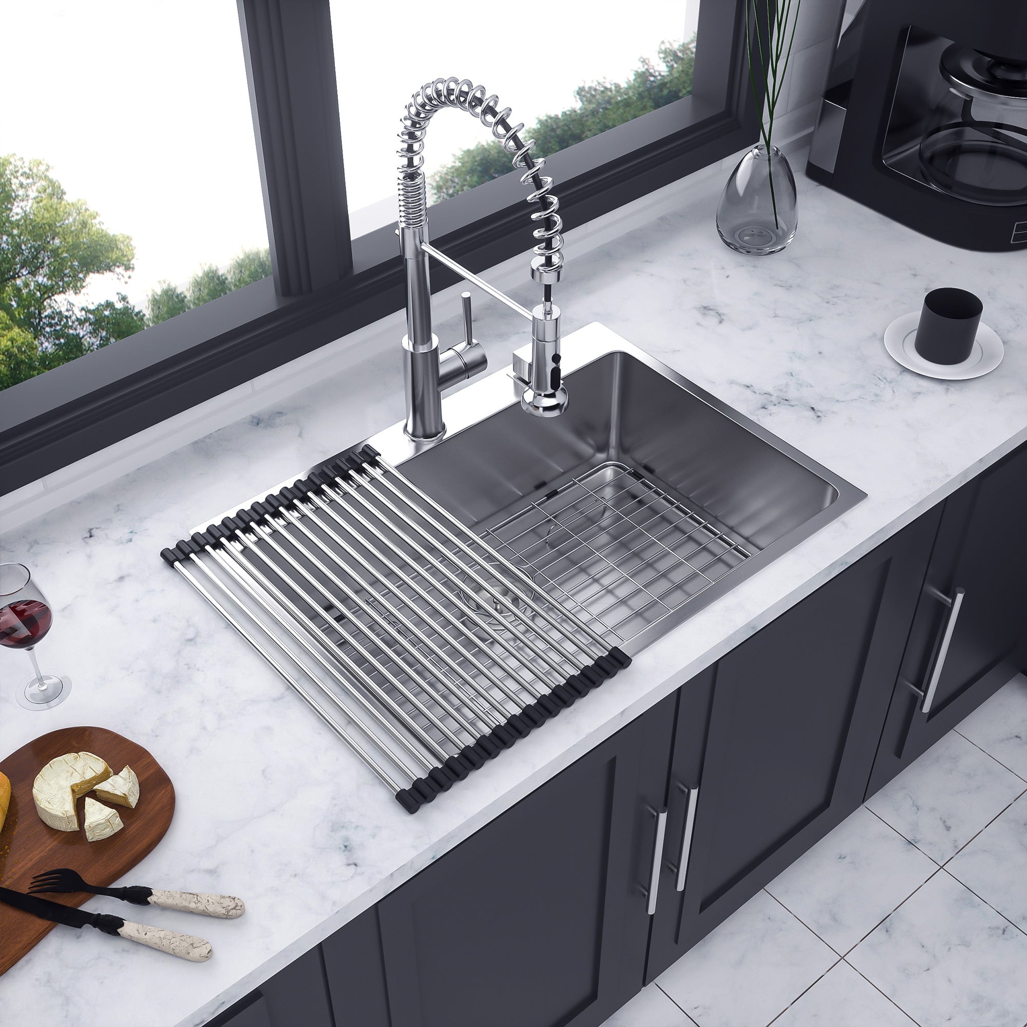 Drop-In Single Bowl Kitchen Sink, Stainless Steel (SS16)