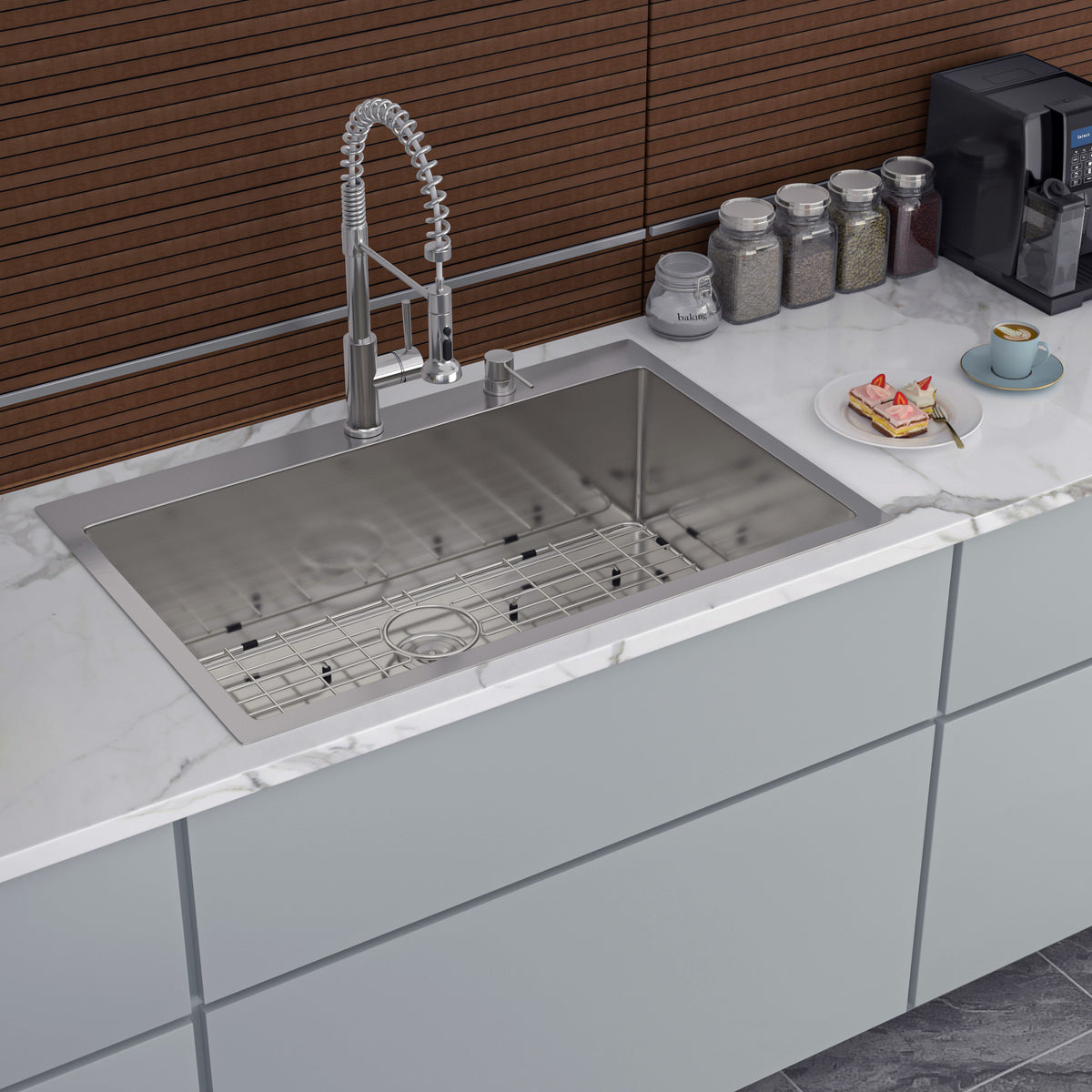 Drop-In Single Bowl Kitchen Sink, Stainless Steel (SS16)