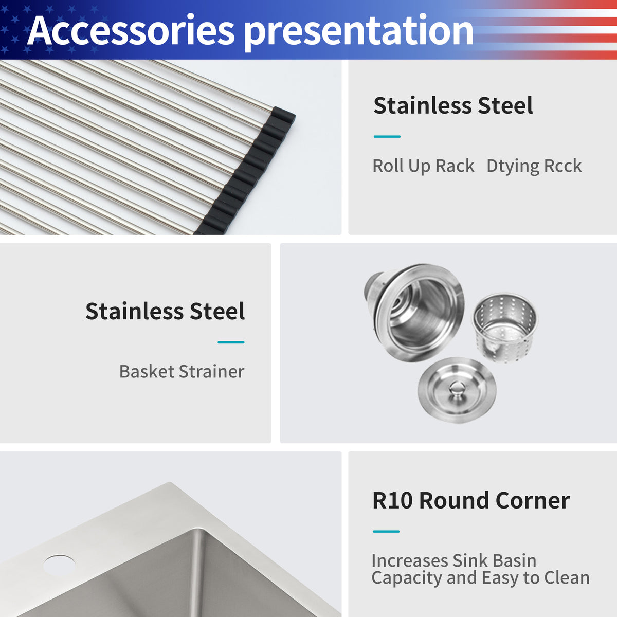 Drop-In Single Bowl Kitchen Sink, Stainless Steel (SS16)