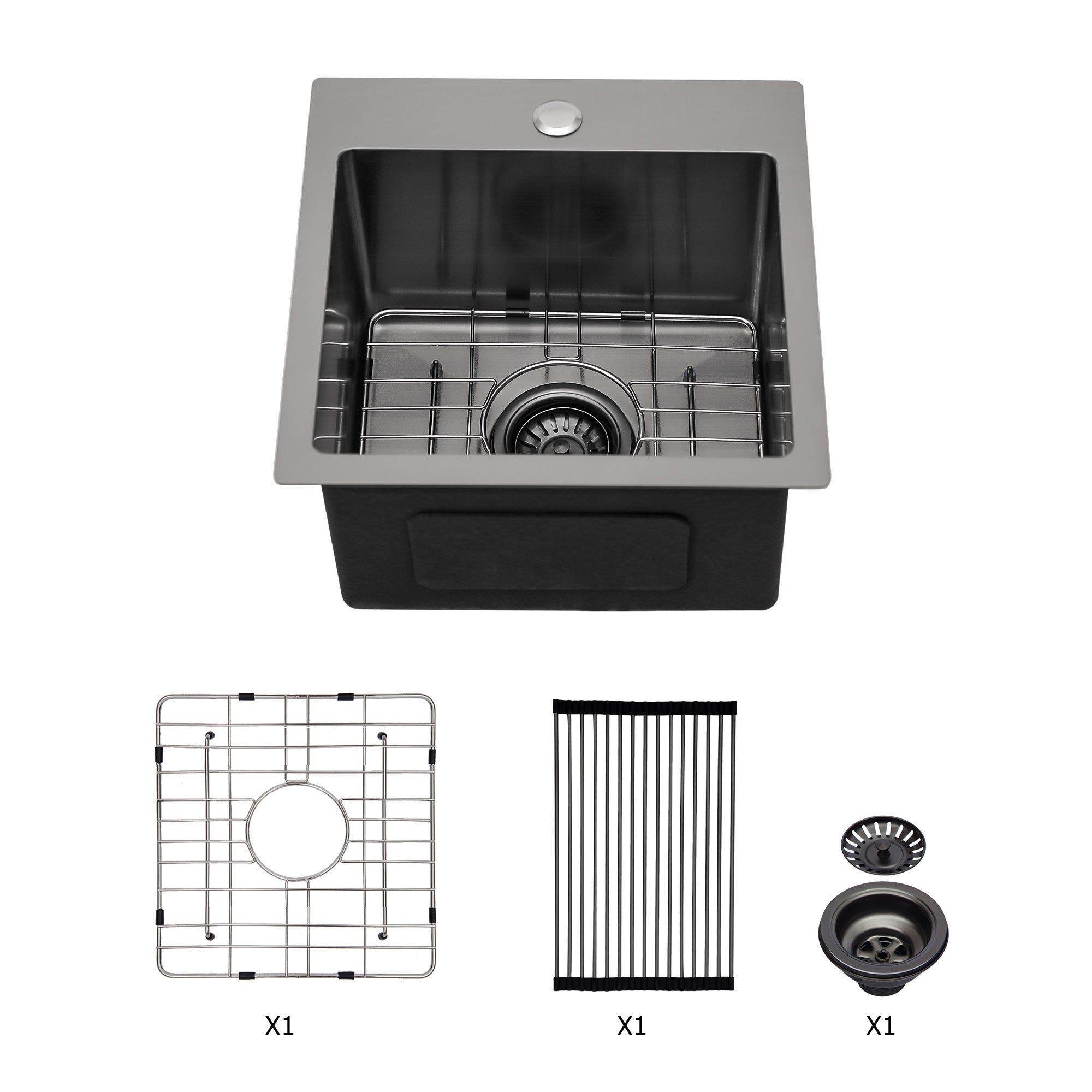 Drop-In Single Bowl Kitchen Sink, Stainless Steel (SS17)