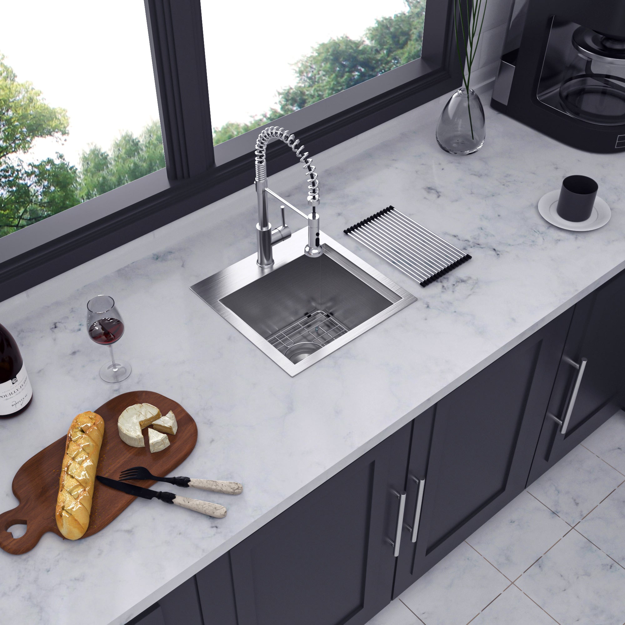 Drop-in Single Bowl Stainless Steel Kitchen Sink with Workstation RX-SS18