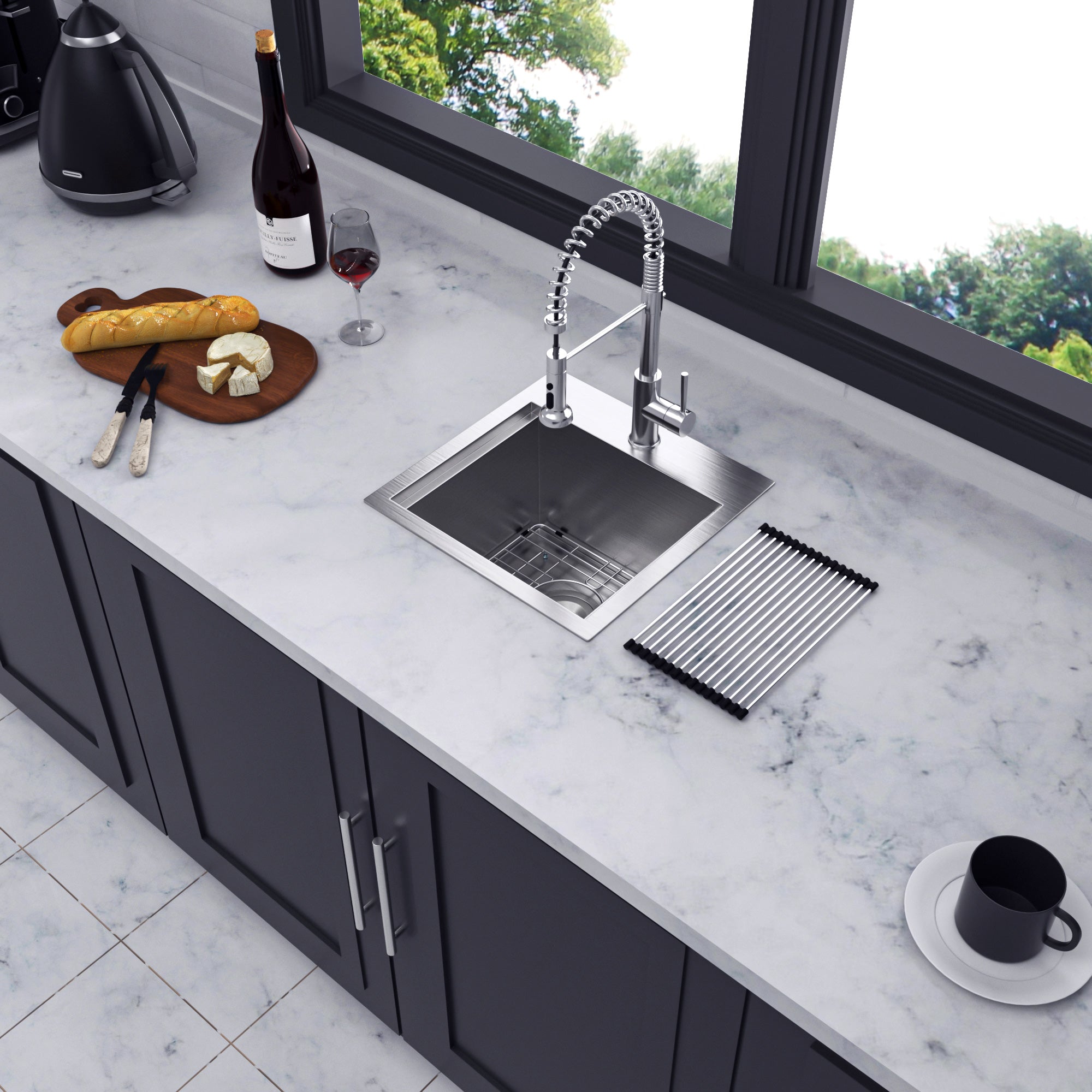 Drop-in Single Bowl Stainless Steel Kitchen Sink with Workstation RX-SS18