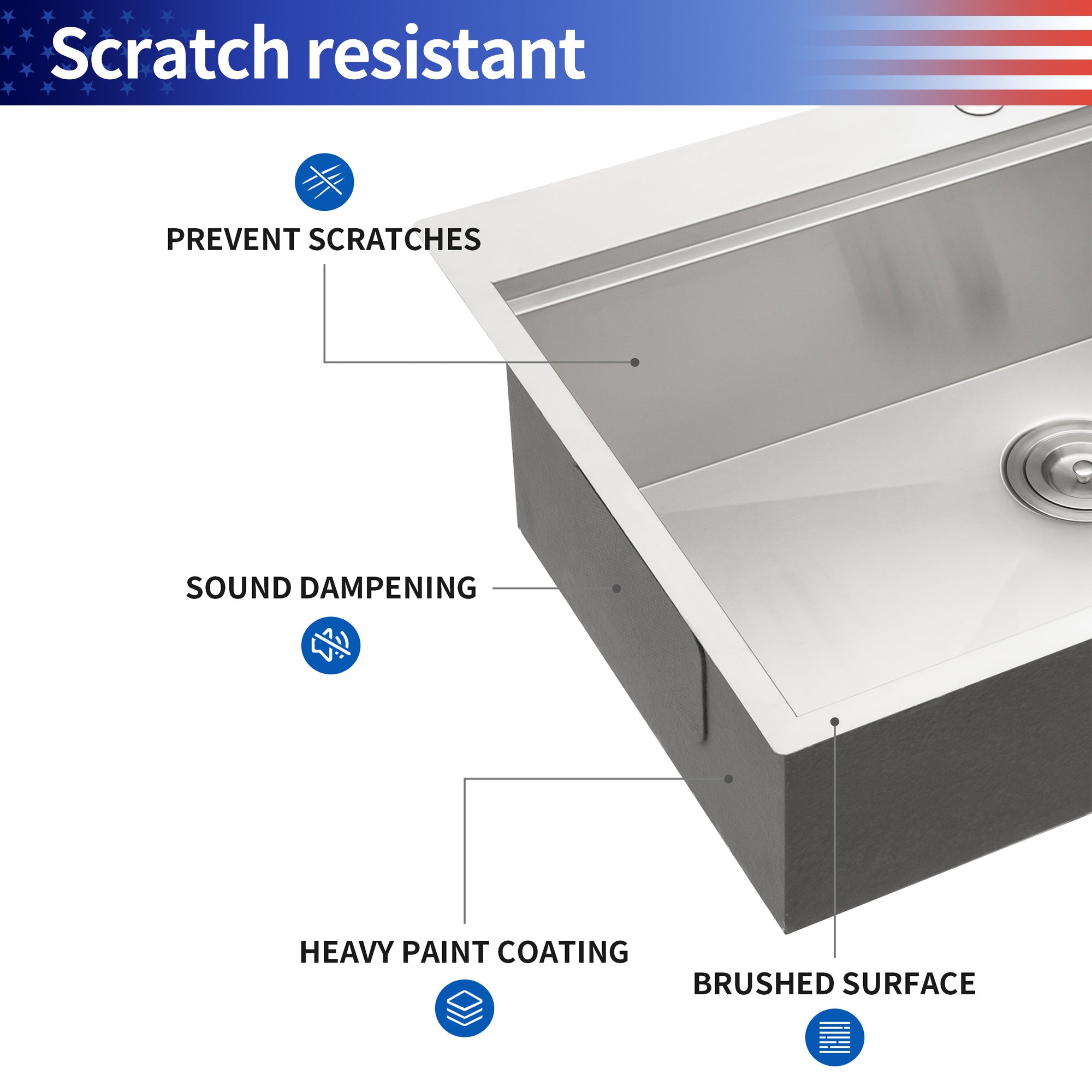 Drop-in Single Bowl Stainless Steel Kitchen Sink with Workstation RX-SS18