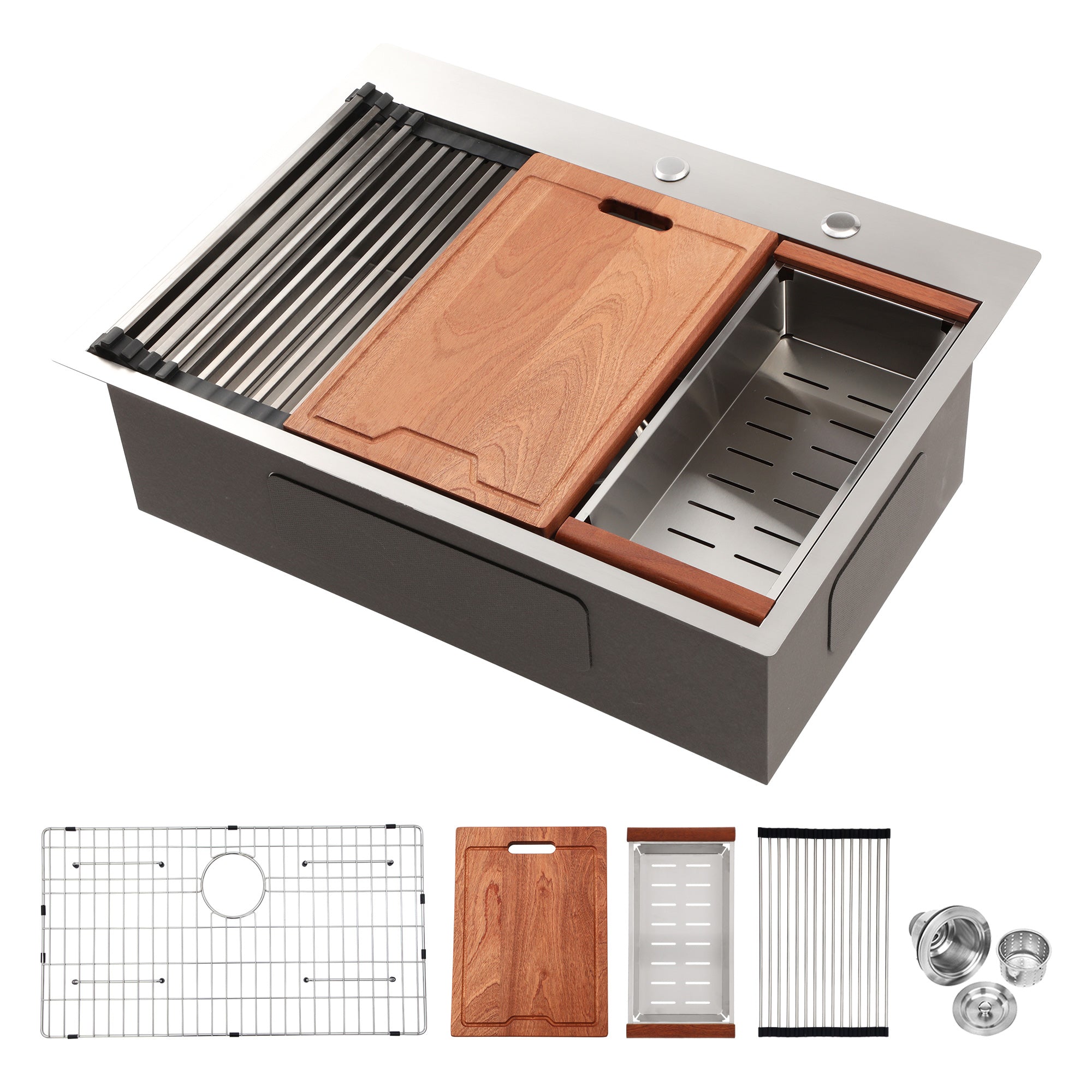Drop-In Single Bowl Workstation Sink, Stainless Steel (SS19)