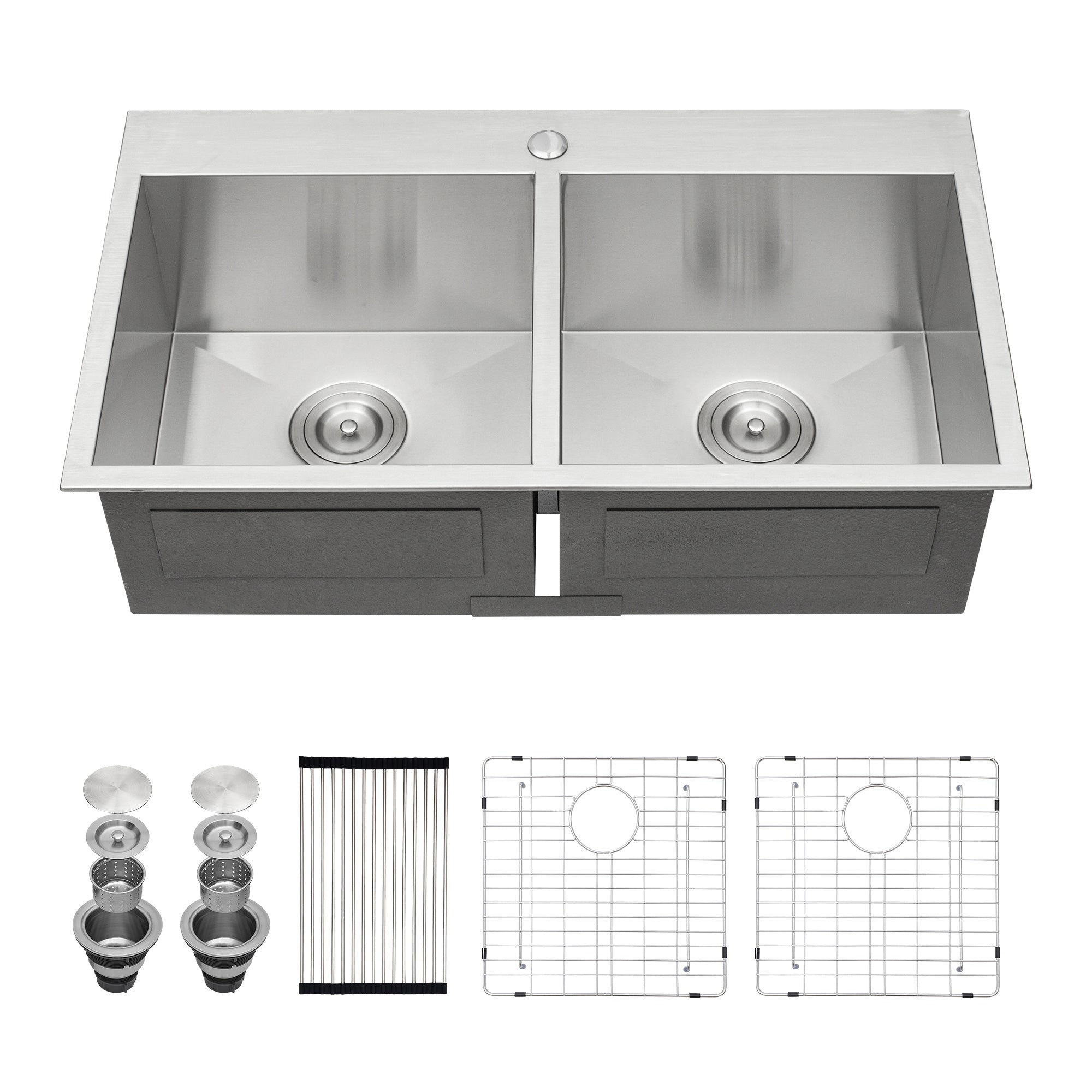 Drop-In Double Bowl Kitchen Sink, Stainless Steel (SS20)