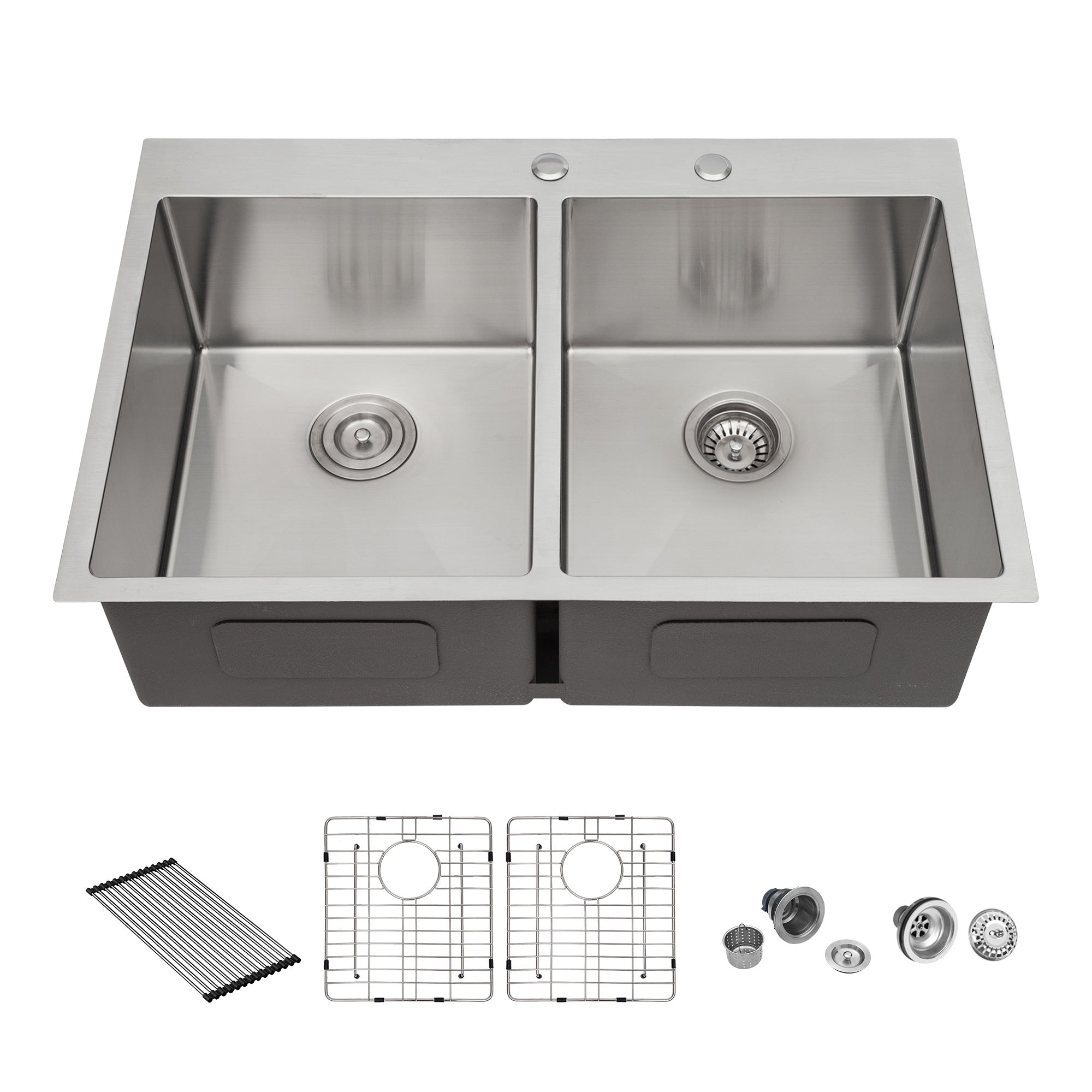 Drop-In Double Bowl Kitchen Sink, Stainless Steel (SS21)