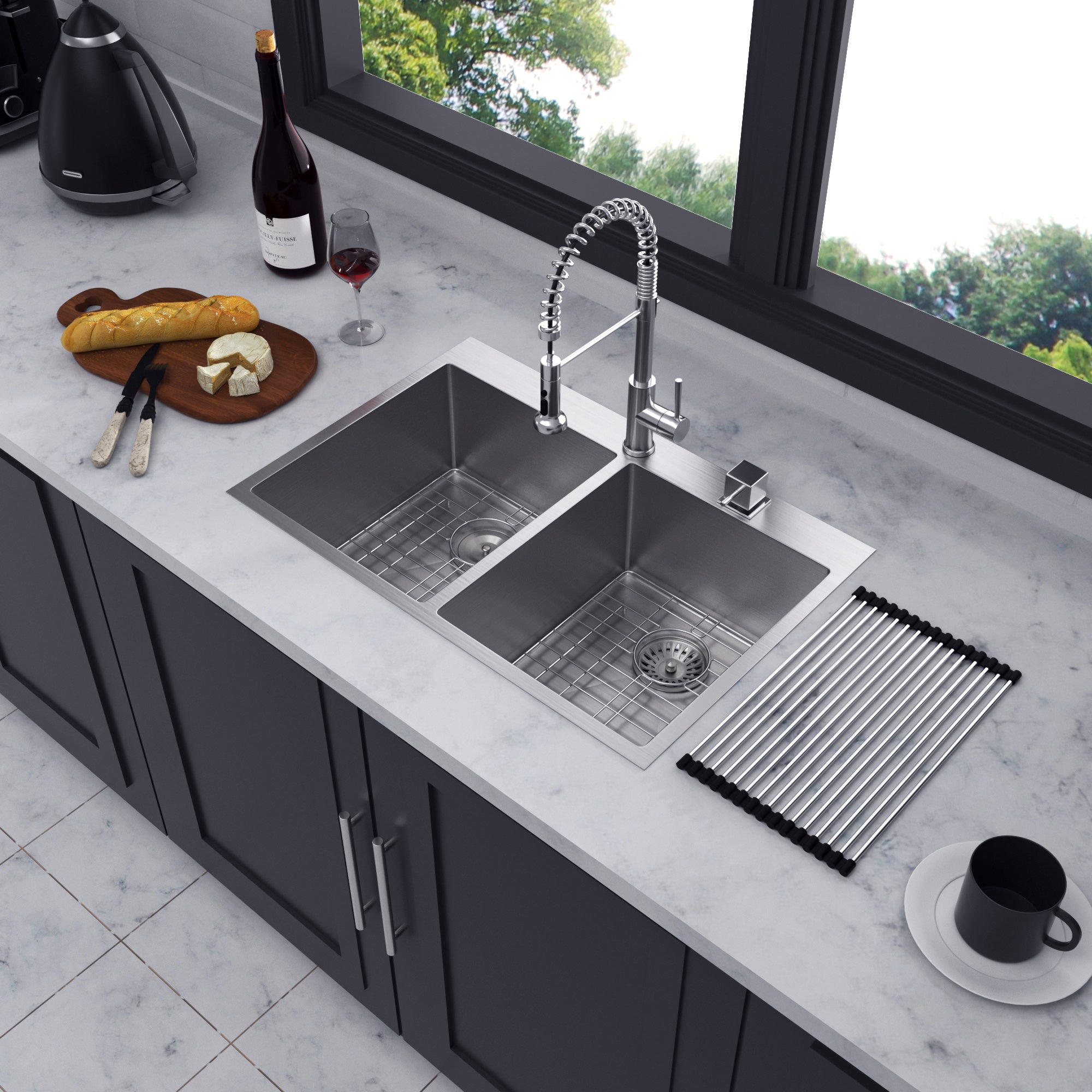 Drop-in Double Bowl Stainless Steel Kitchen Sink RX-SS21