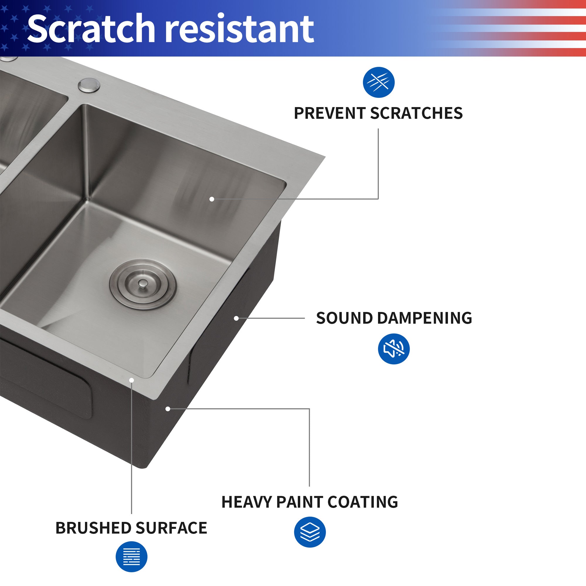 Drop-In Double Bowl Kitchen Sink, Stainless Steel (SS21)