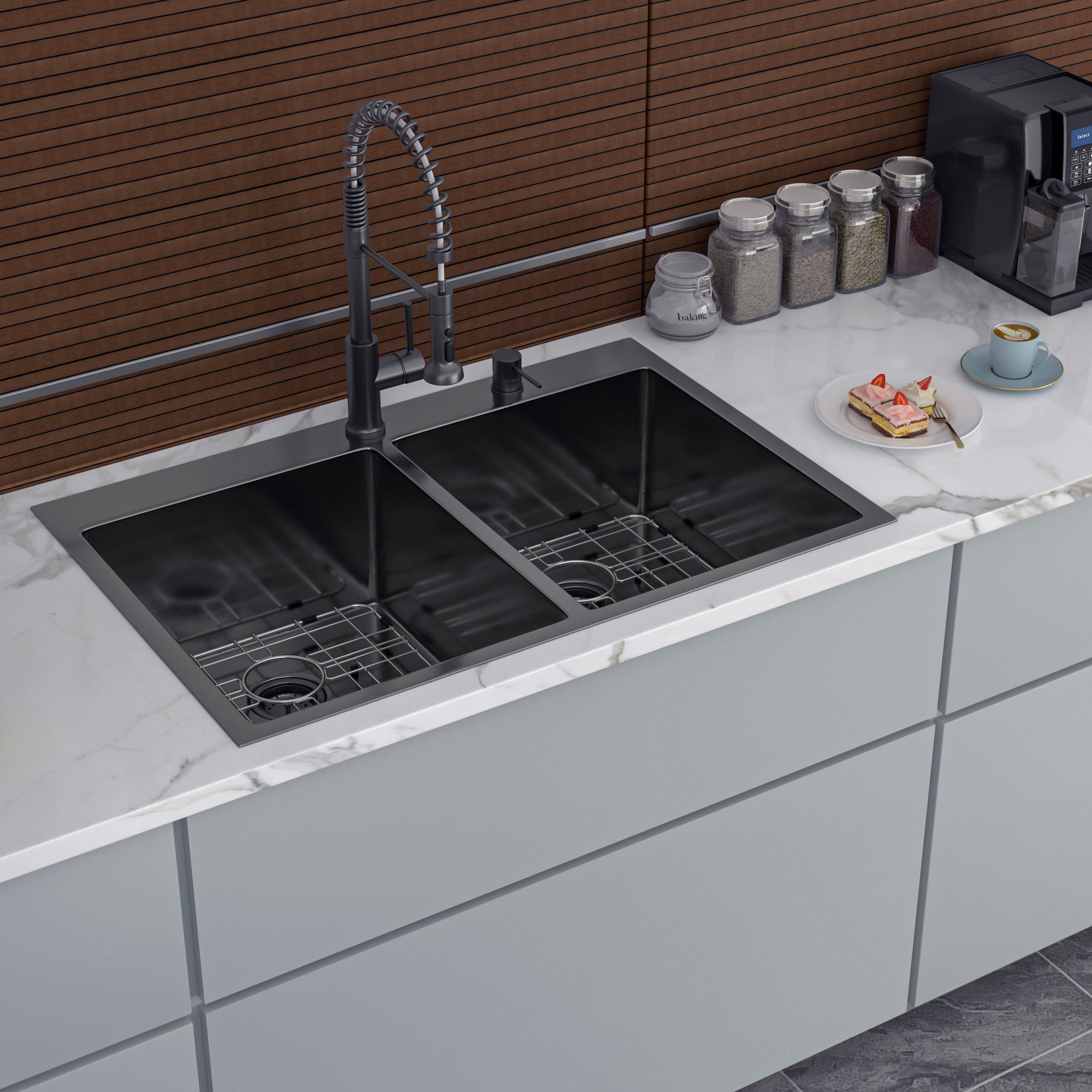 Drop-In Double Bowl Kitchen Sink, Stainless Steel (SS22)
