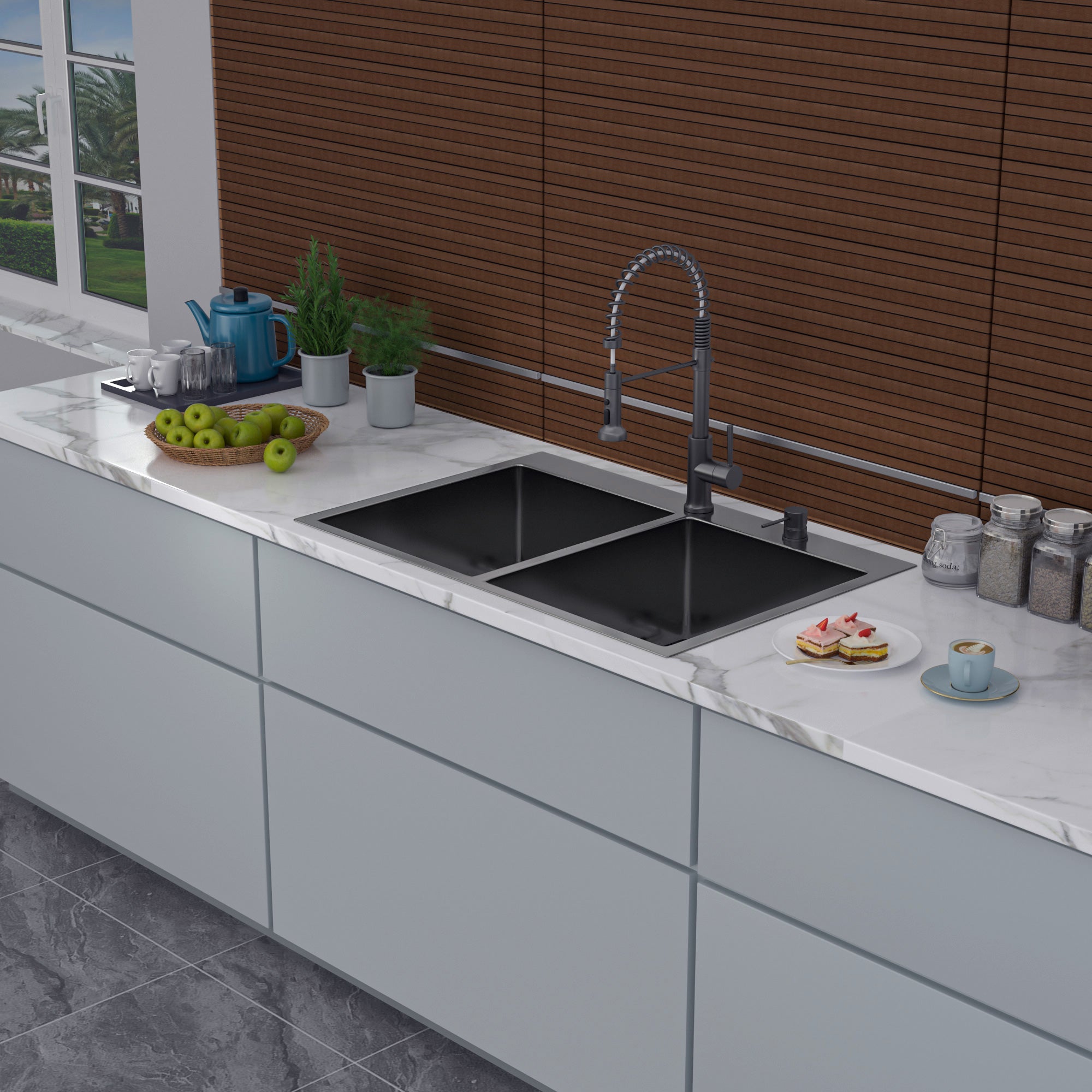 Drop-In Double Bowl Kitchen Sink, Stainless Steel (SS22)