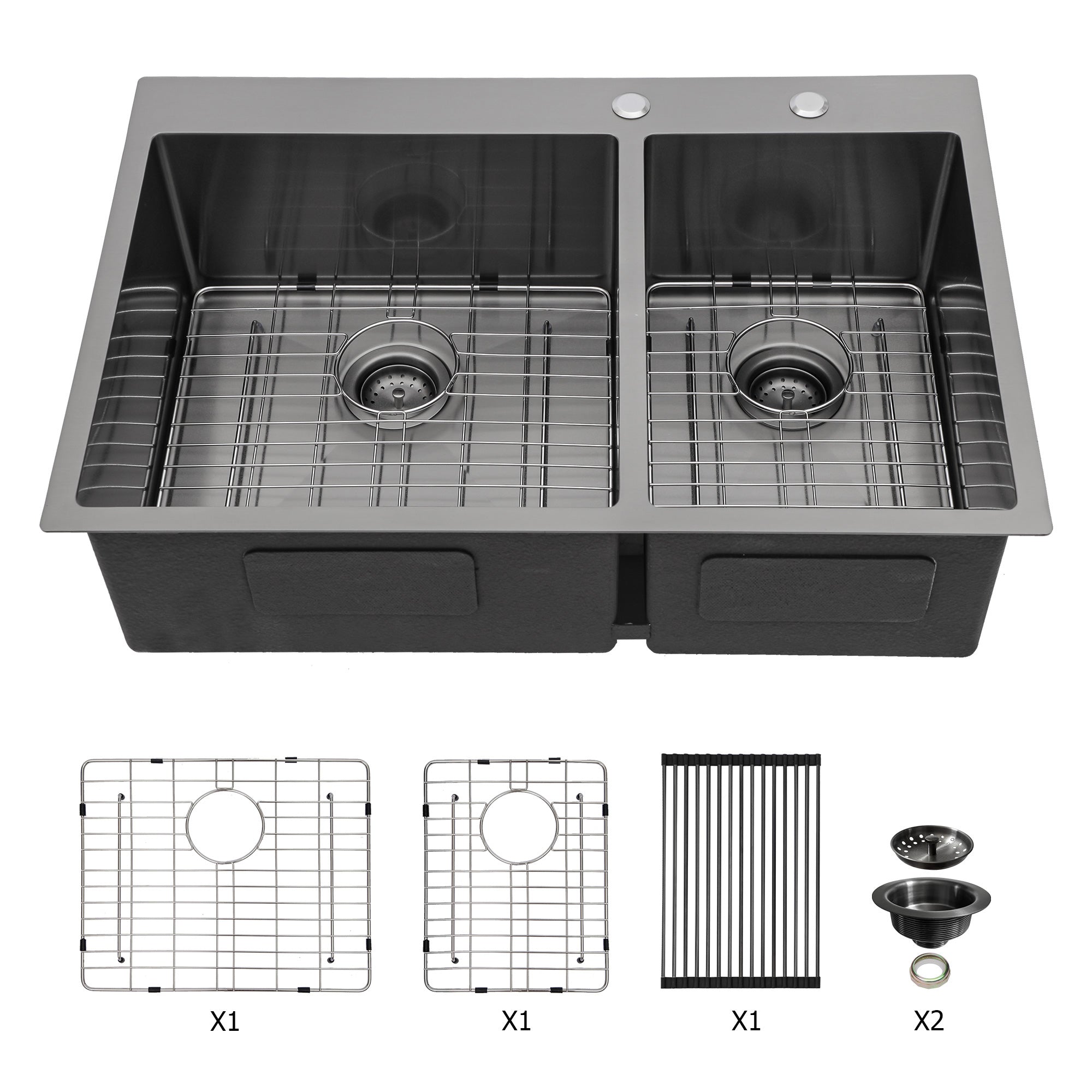 Drop-in Double Bowl Stainless Steel Kitchen Sink RX-SS22