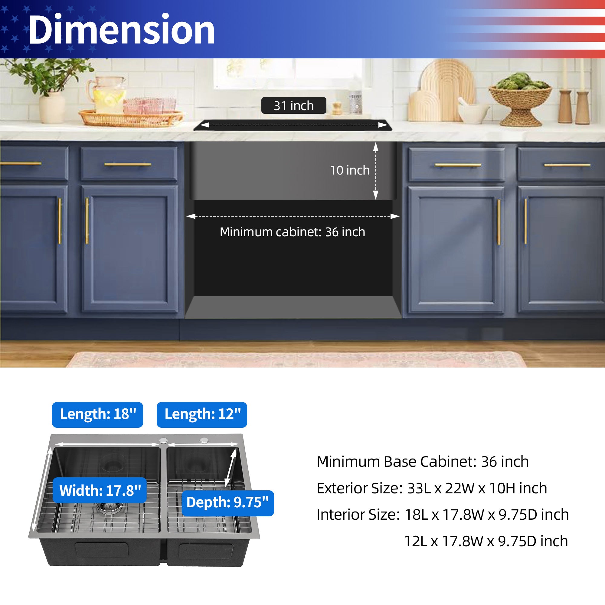 Drop-in Double Bowl Stainless Steel Kitchen Sink RX-SS22
