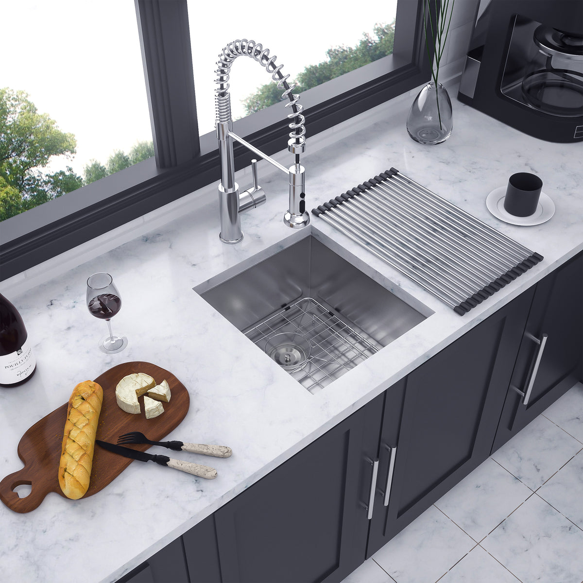 Undermount Single Bowl Kitchen Sink, Stainless Steel (SS23)