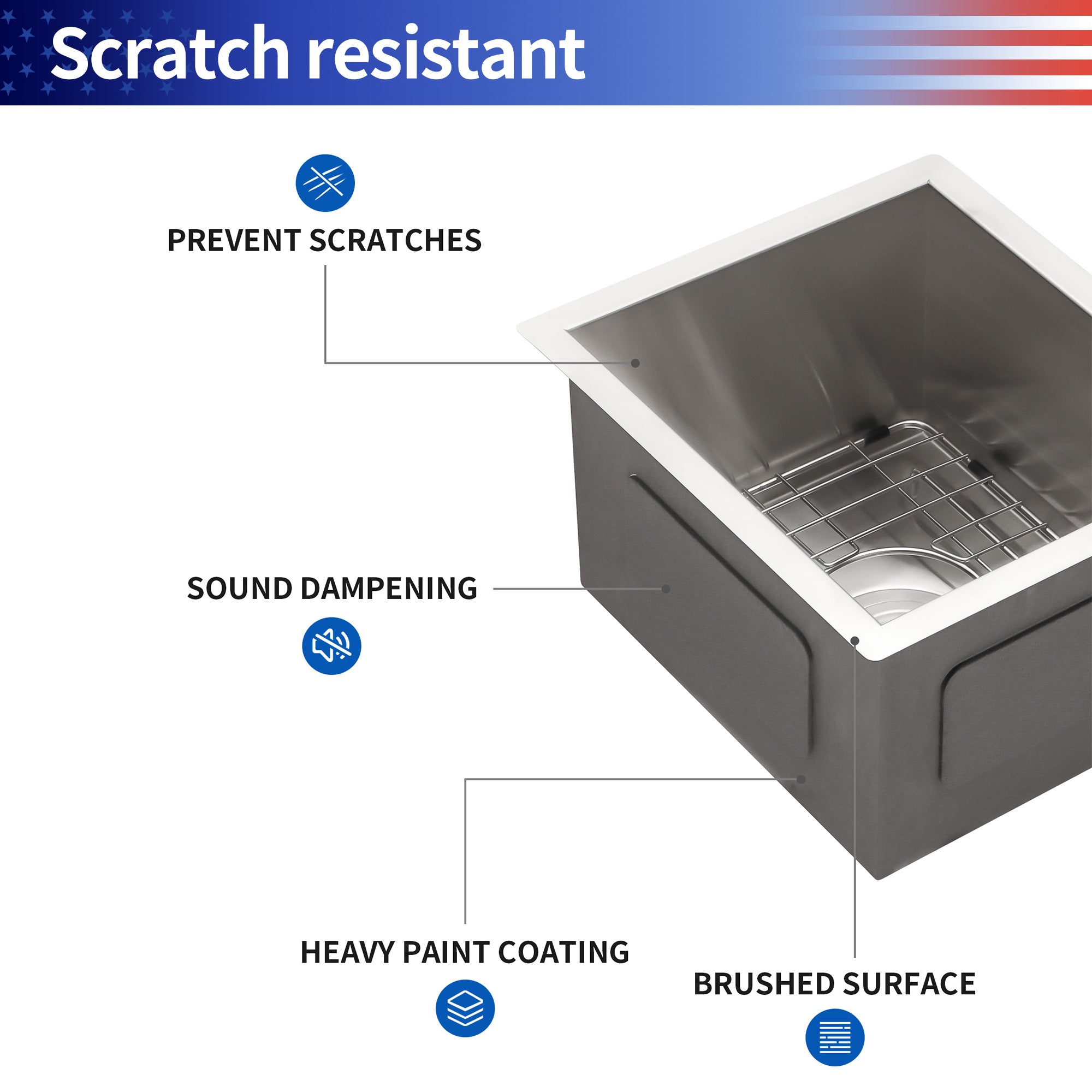 Undermount Single Bowl Kitchen Sink, Stainless Steel (SS23)