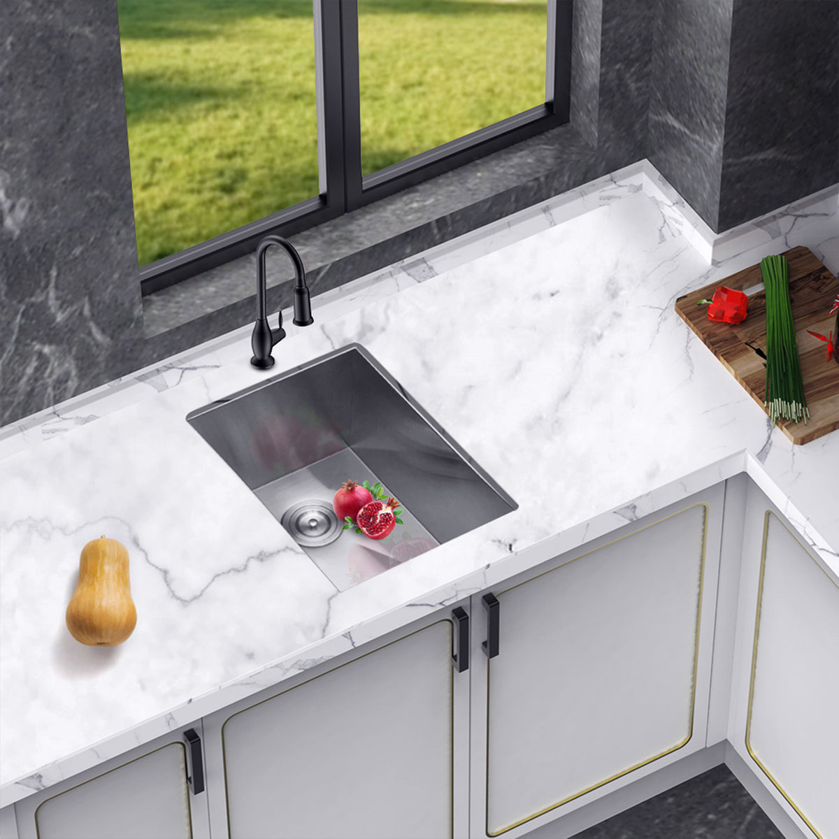 Undermount Single Bowl Kitchen Sink, Stainless Steel (SS23)