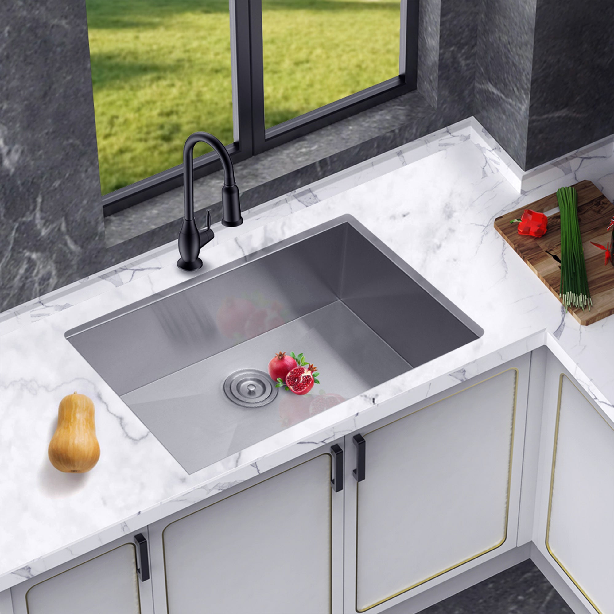 Undermount Single Bowl Kitchen Sink, Stainless Steel (SS23)