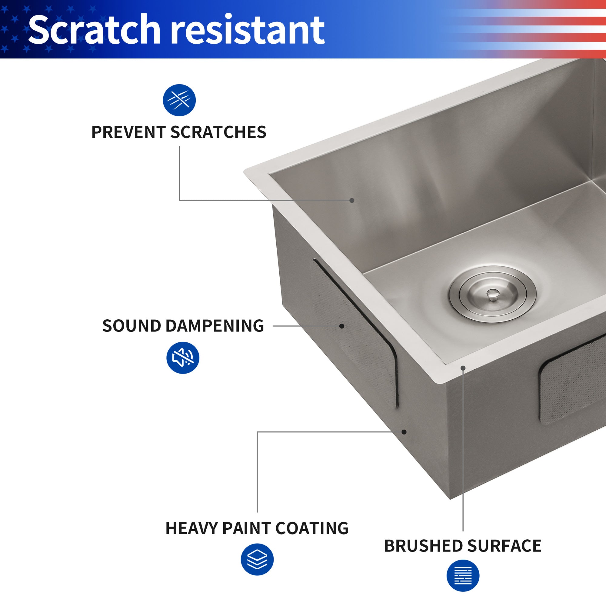Undermount Single Bowl Kitchen Sink, Stainless Steel (SS23)