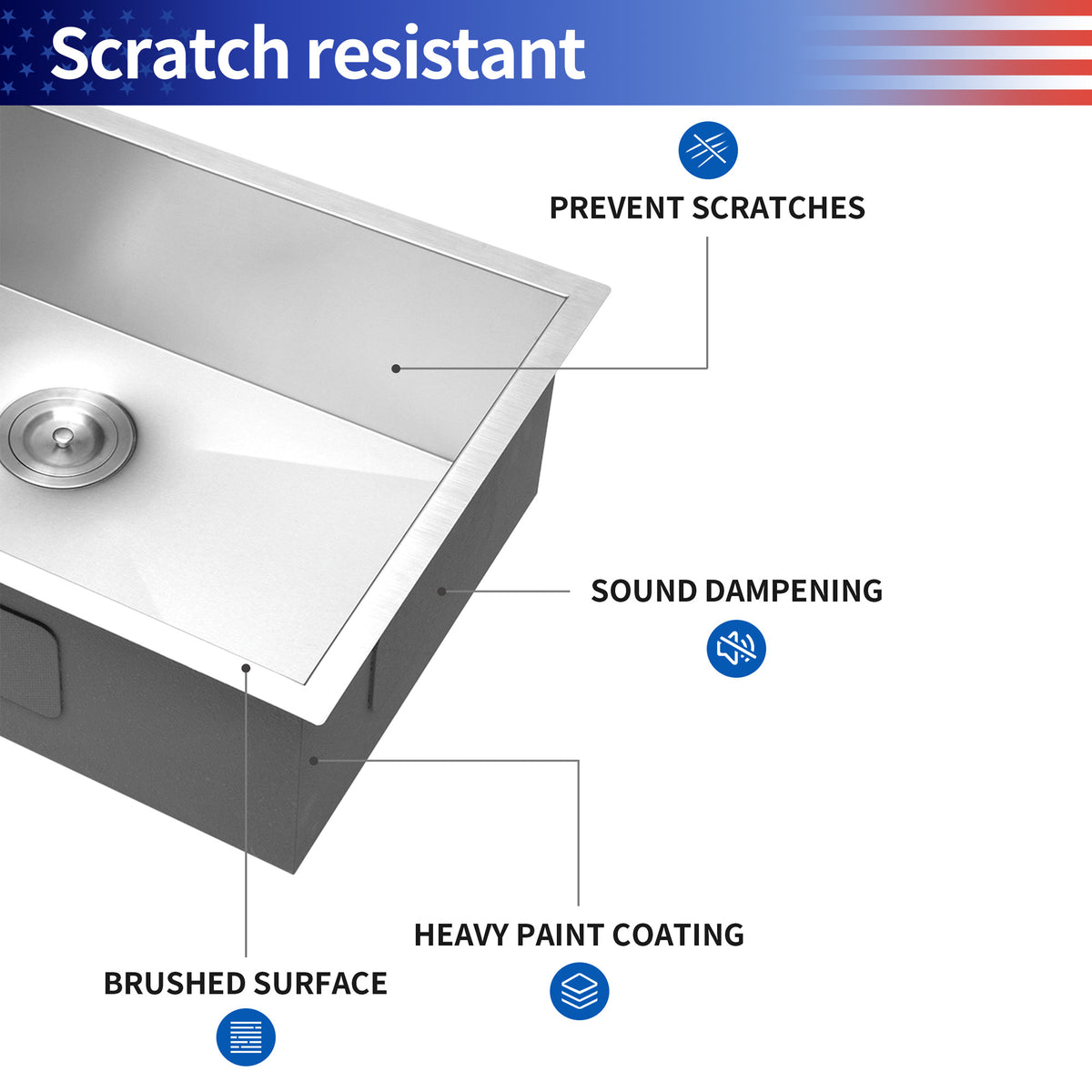 Undermount Single Bowl Kitchen Sink, Stainless Steel (SS23)