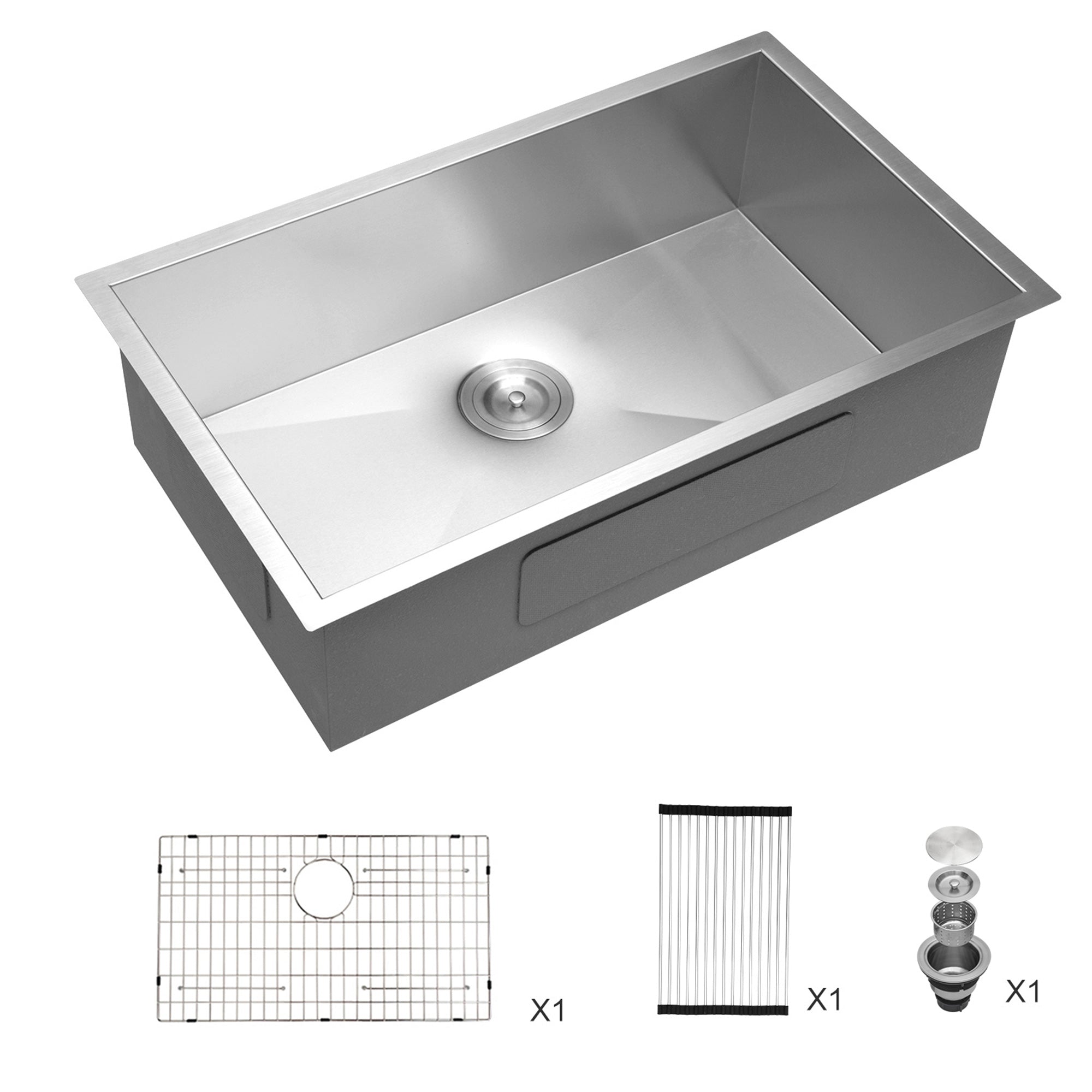 Undermount Single Bowl Kitchen Sink, Stainless Steel (SS23)