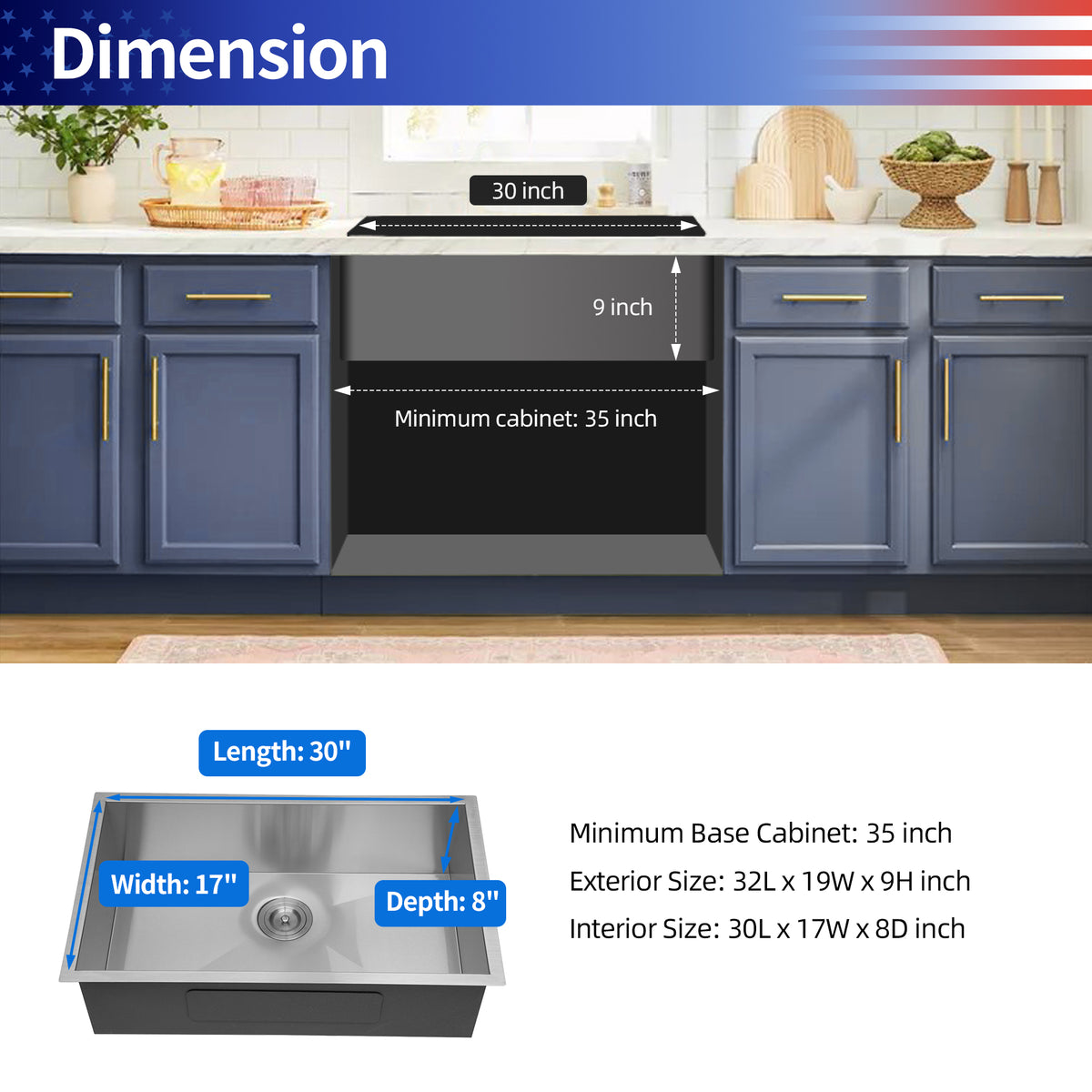 Undermount Single Bowl Kitchen Sink, Stainless Steel (SS23)