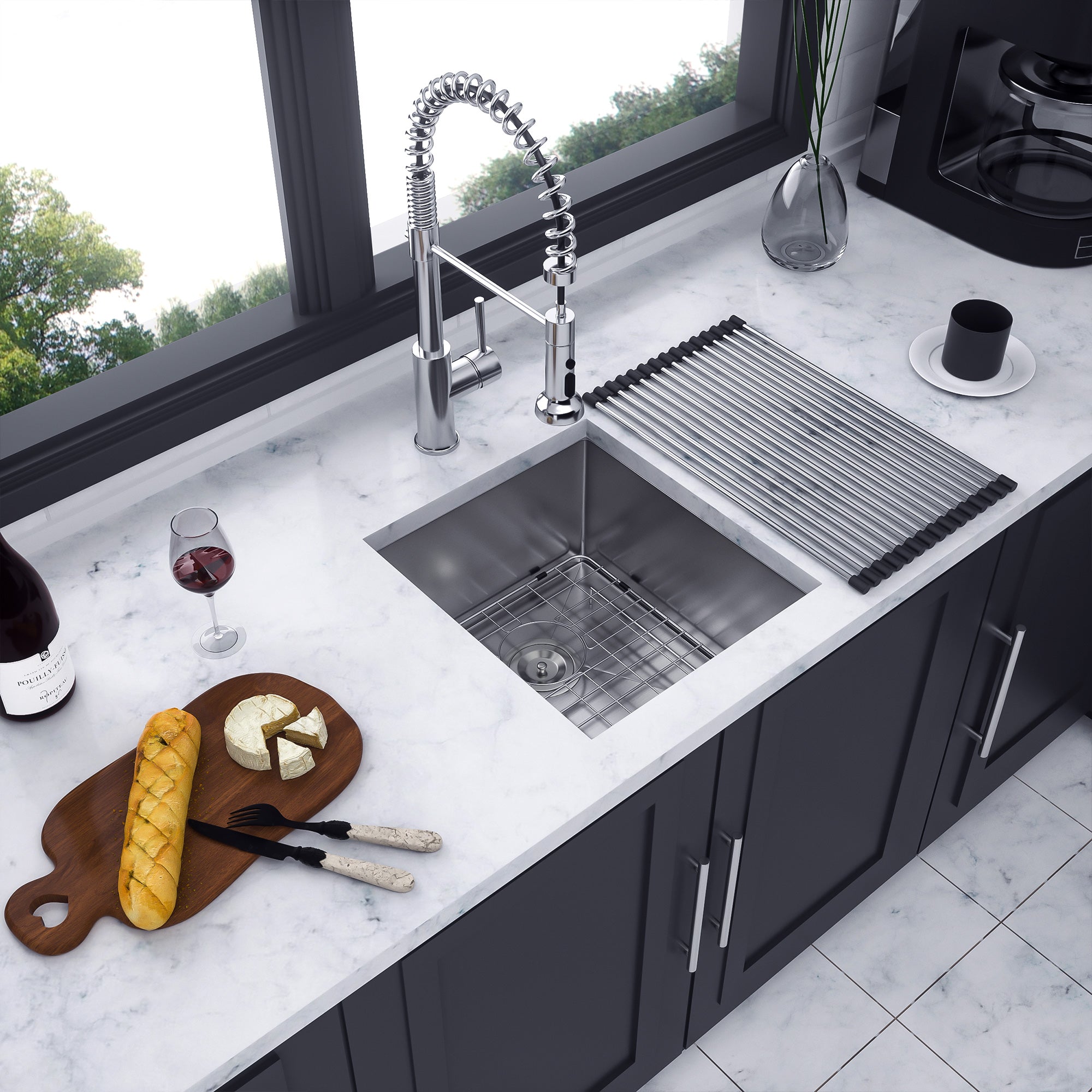 Undermount Single Bowl Kitchen Sink, Stainless Steel (SS25)
