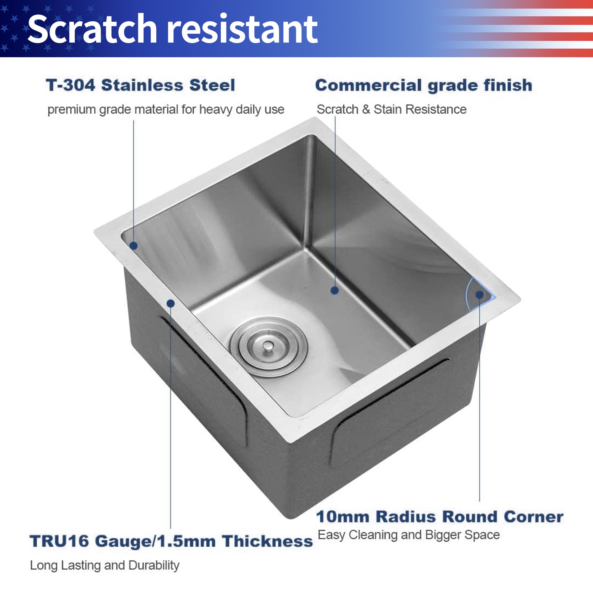 Undermount Single Bowl Stainless Steel Kitchen Sink RX-SS25