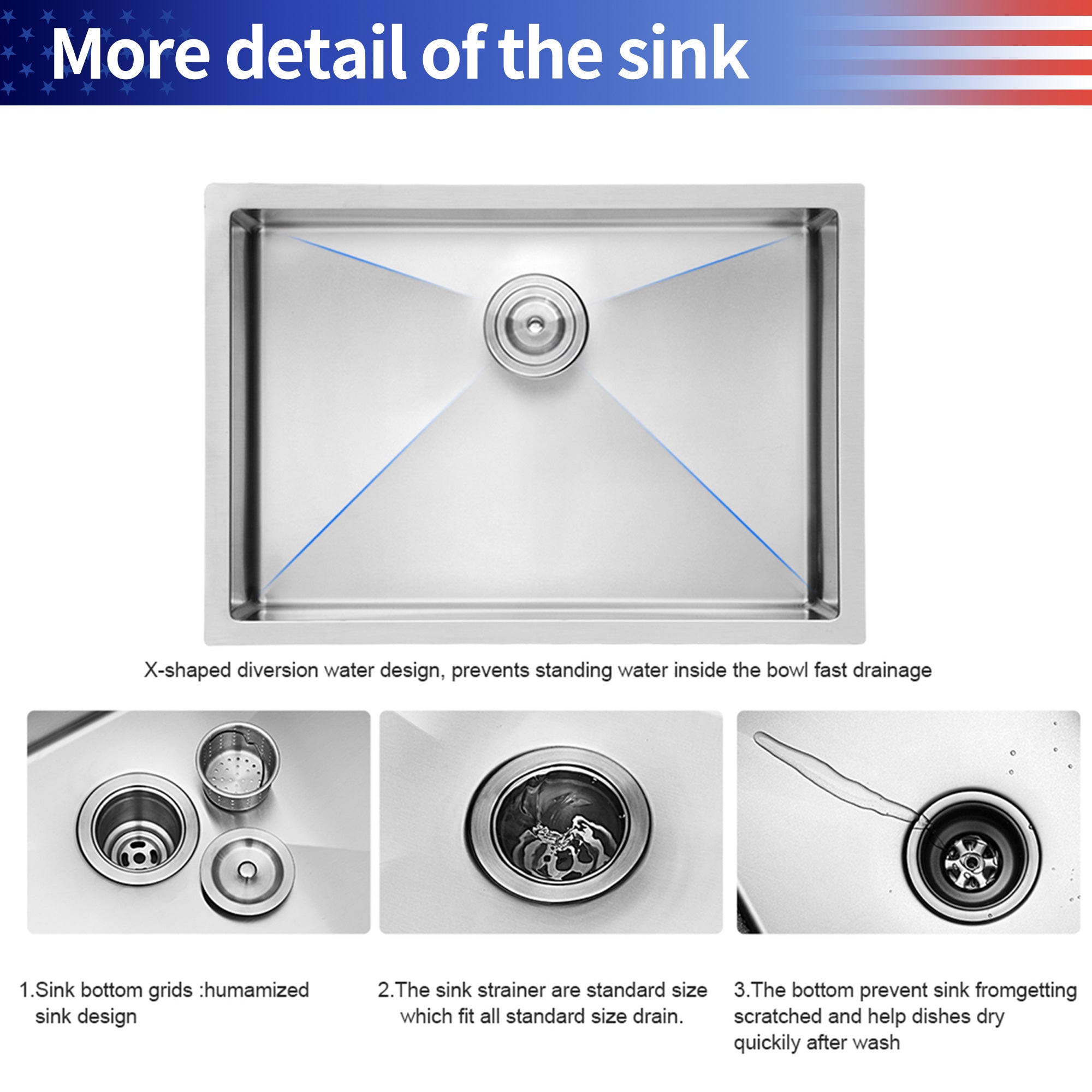 Undermount Single Bowl Stainless Steel Kitchen Sink RX-SS25