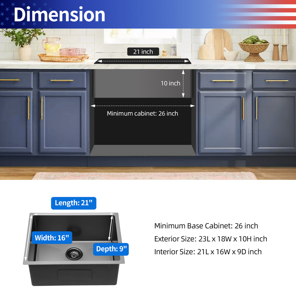 RAINLEX Undermount Single Bowl Kitchen Sink in Stainless Steel (SS26)