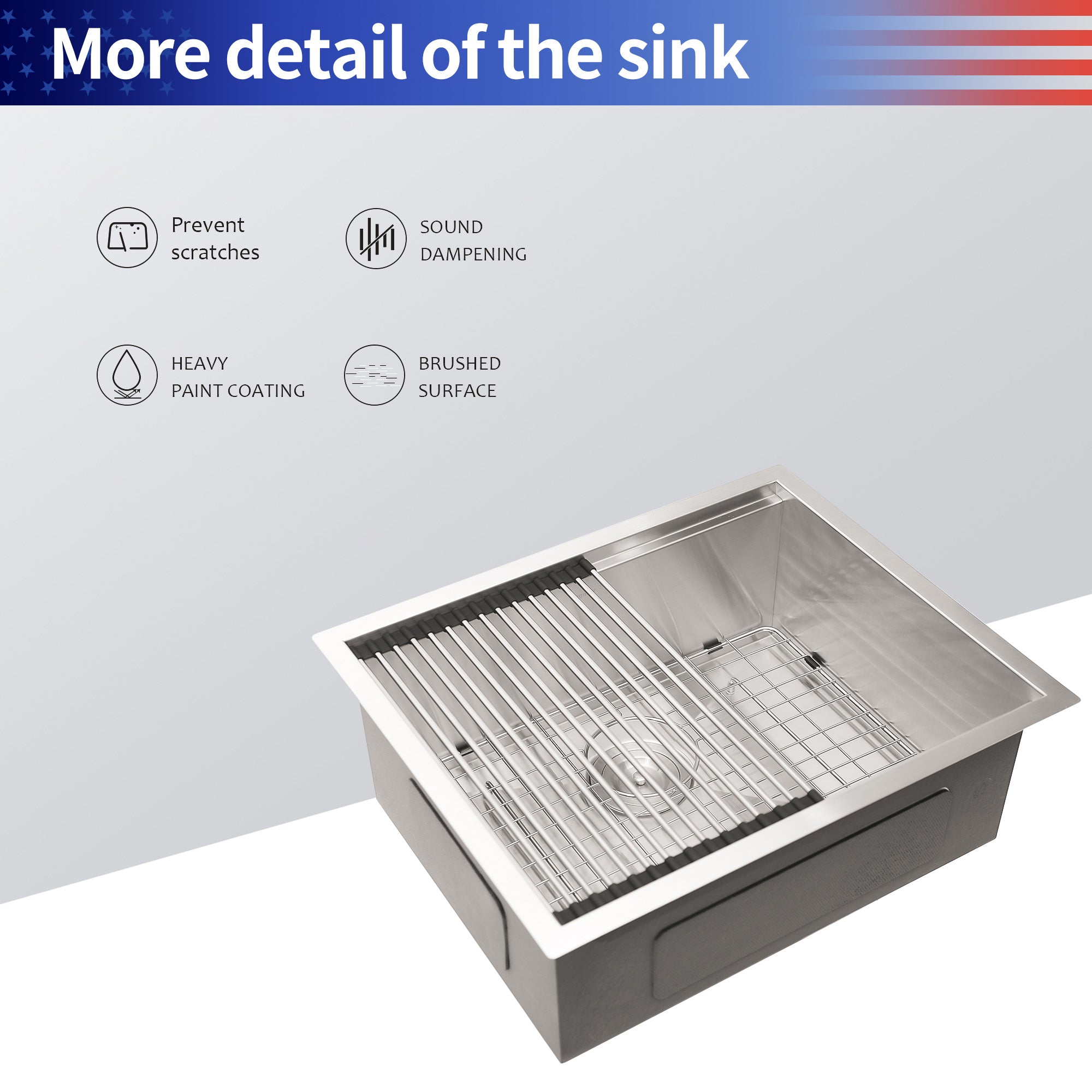 Undermount Single Bowl Stainless Steel Kitchen Sink with Workstation RX-SS27