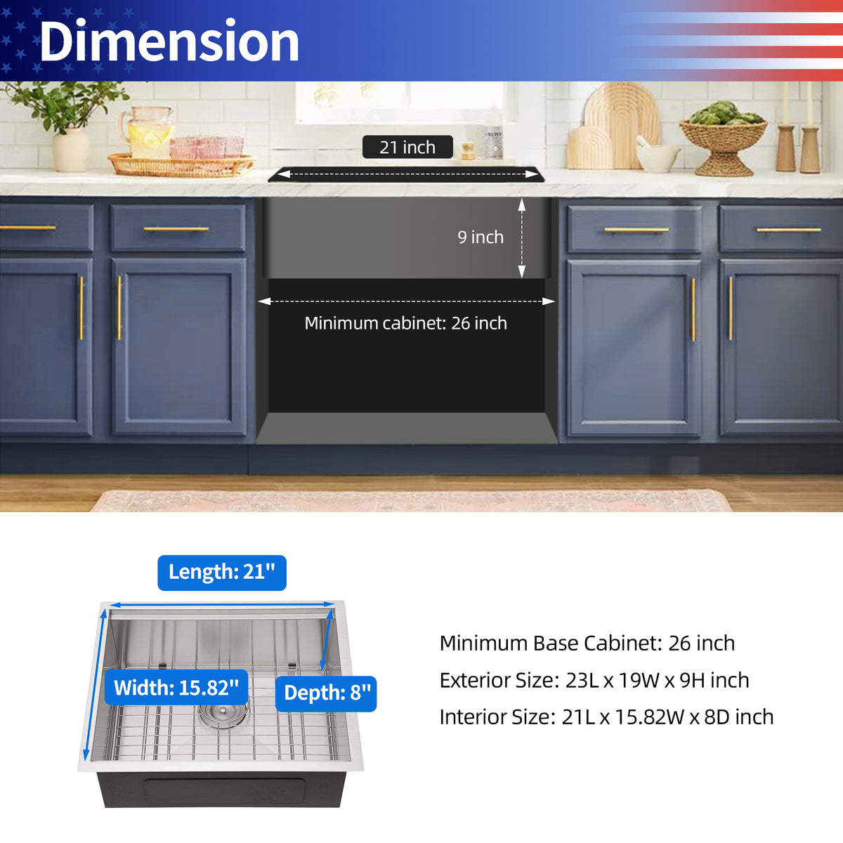 Undermount Single Bowl Workstation Sink, Stainless Steel (SS27)
