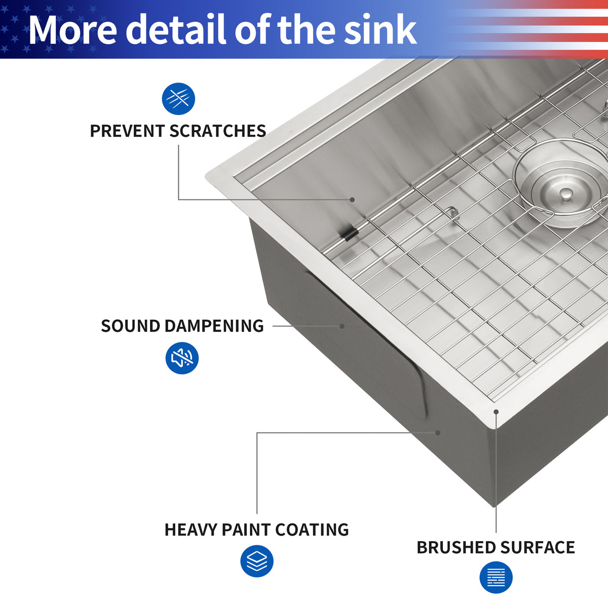 Undermount Single Bowl Workstation Sink, Stainless Steel (SS27)