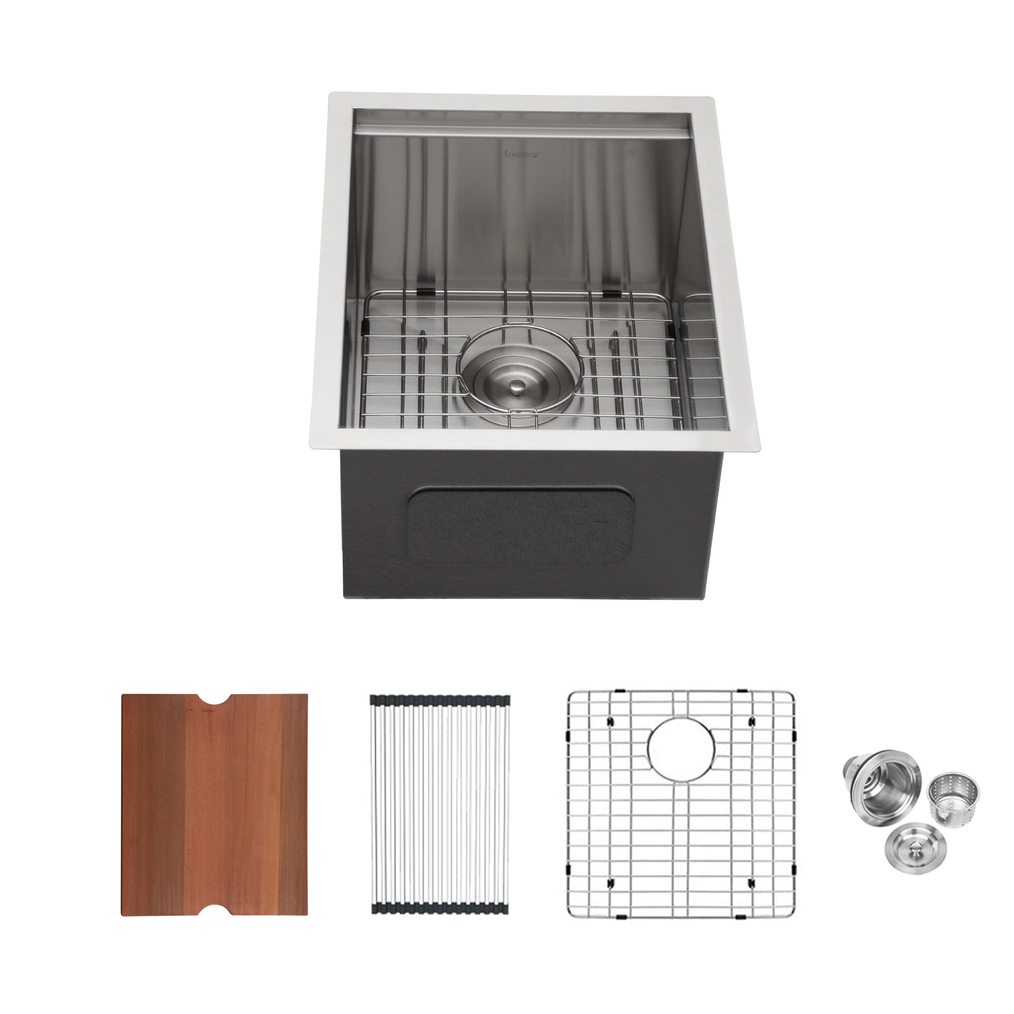 Évier de cuisine sous plan en acier inoxydable à cuve simple avec poste de travail RX-SS28