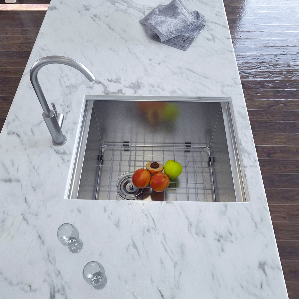 RAINLEX Undermount Single Bowl Workstation Sink in Stainless Steel 15"x19"x10" #Size_15"x19"x10"