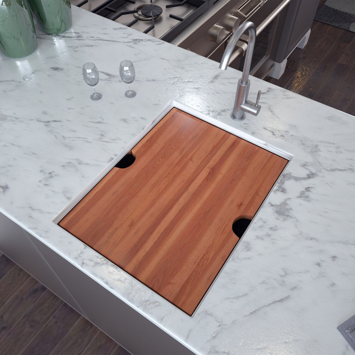 RAINLEX Undermount Single Bowl Workstation Sink in Stainless Steel 15"x19"x10" #Size_15"x19"x10"