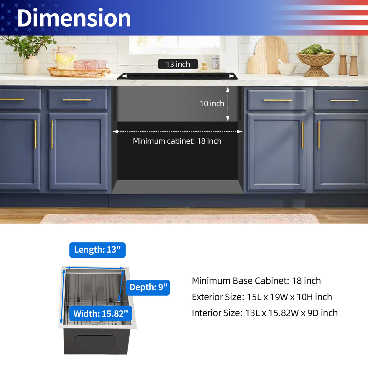 RAINLEX Undermount Single Bowl Workstation Sink in Stainless Steel 15"x19"x10" #Size_15"x19"x10"