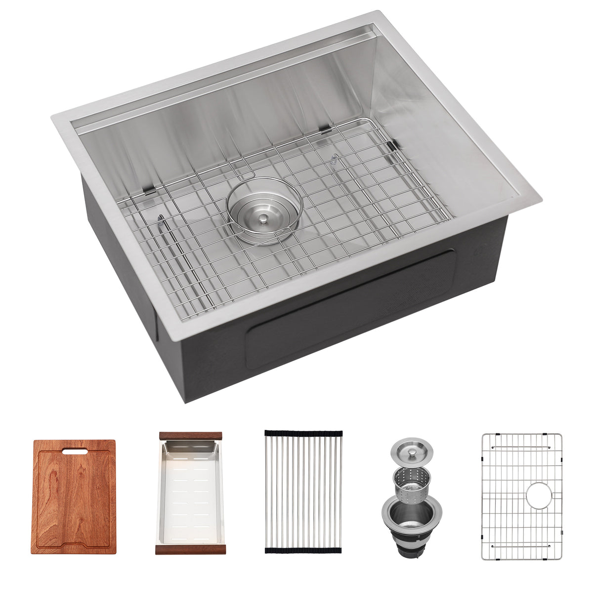 RAINLEX Undermount Single Bowl Workstation Sink in Stainless Steel 23"x19"x10" #Size_23"x19"x10"