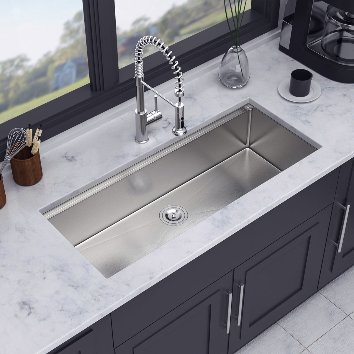Undermount Single Bowl Workstation Sink, Stainless Steel (SS27)