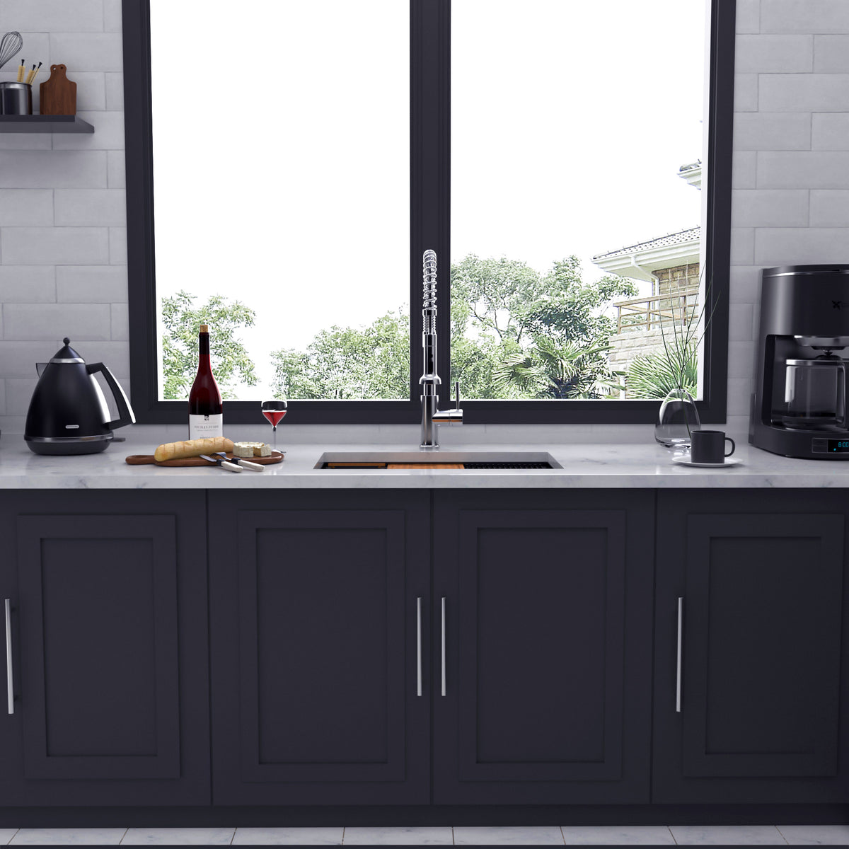 RAINLEX Undermount Single Bowl Workstation Sink in Stainless Steel (SS29)