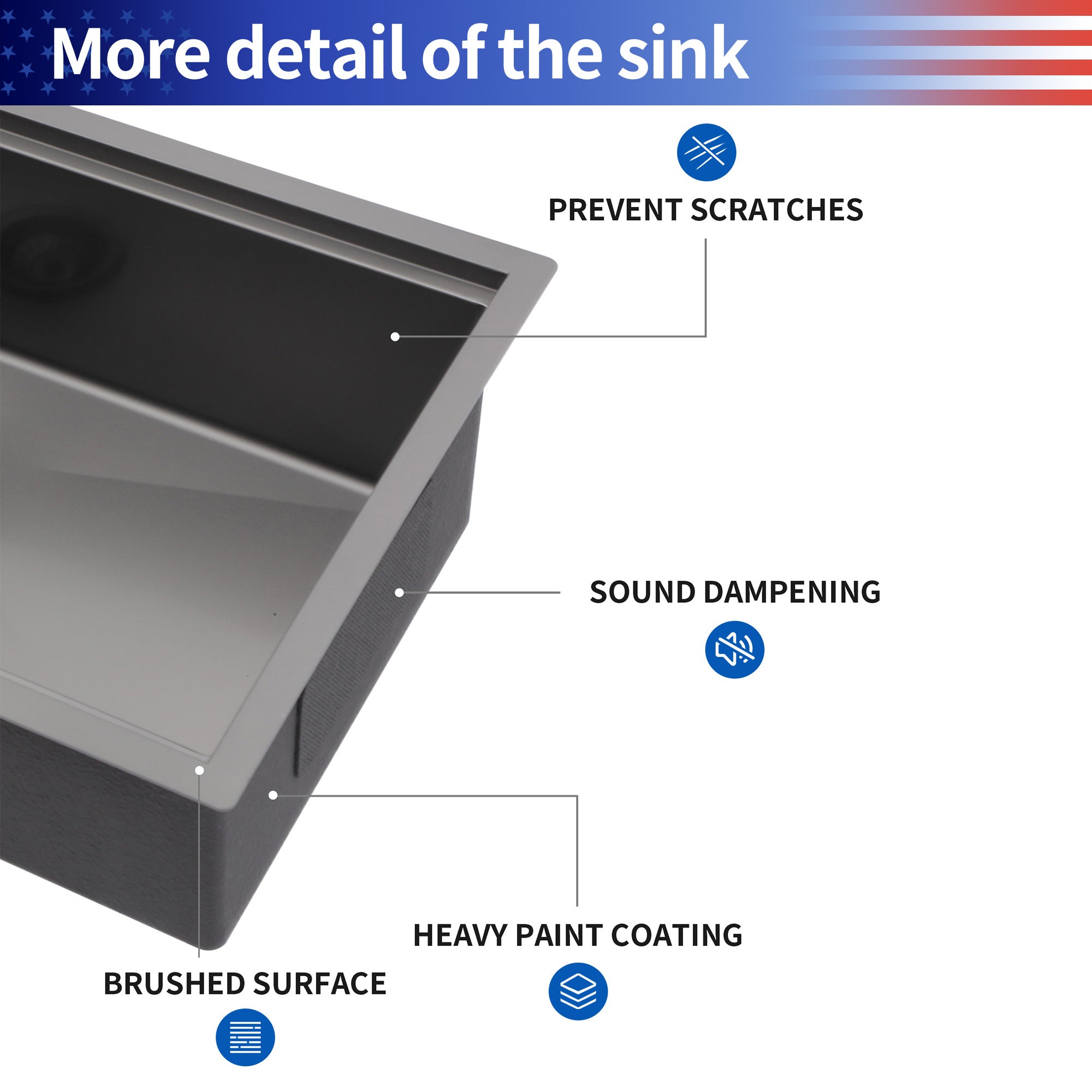 Undermount Single Bowl Stainless Steel Kitchen Sink with Workstation RX-SS29