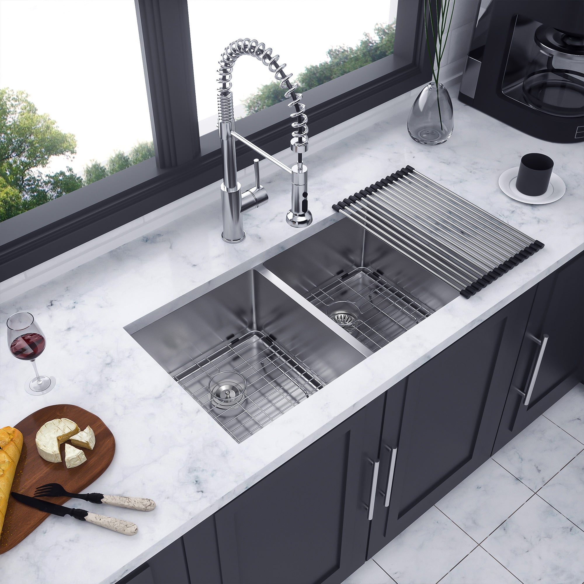 Undermount Double Bowl Kitchen Sink, Stainless Steel (SS30)