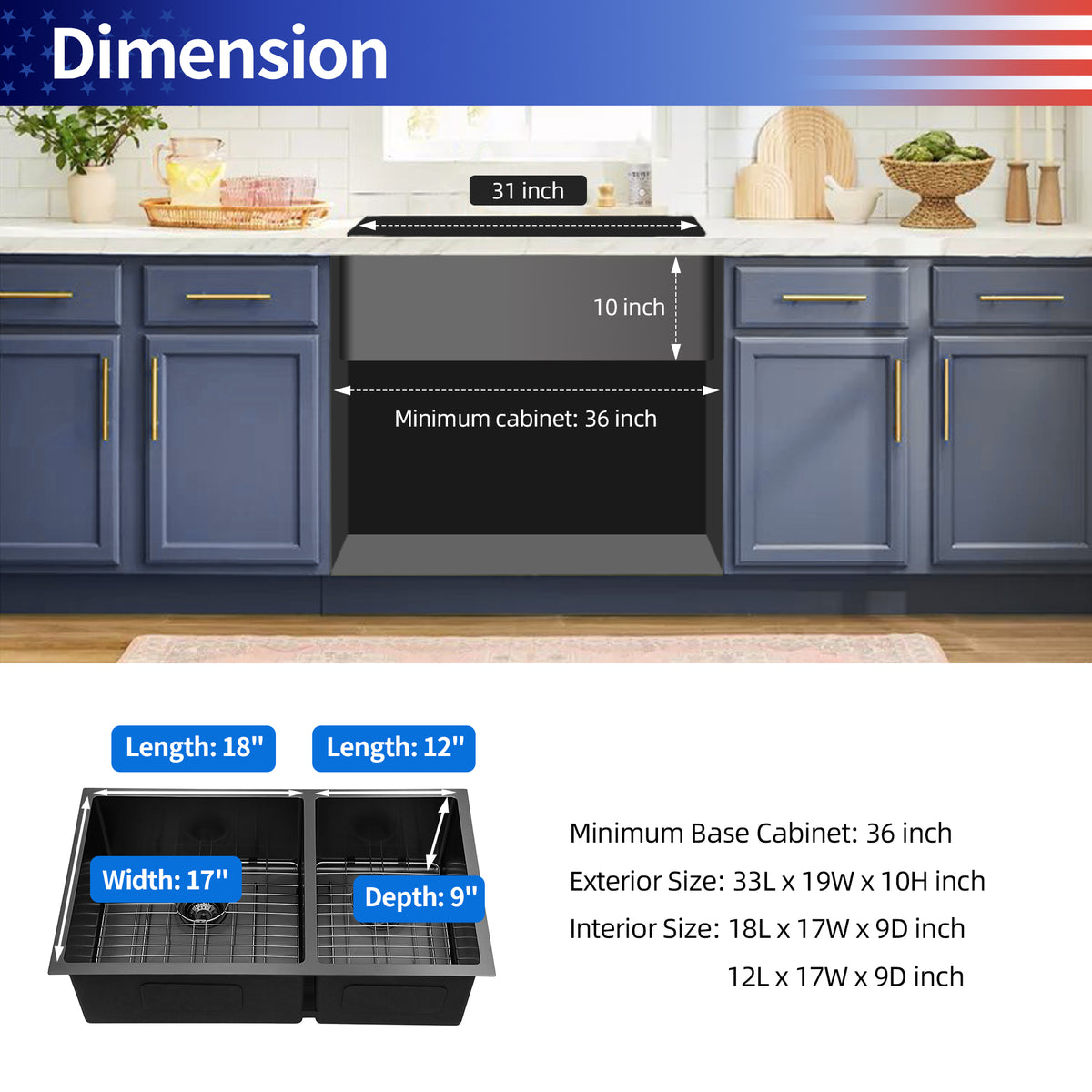 RAINLEX Undermount Double Bowl Kitchen Sink in Stainless Steel (SS31)