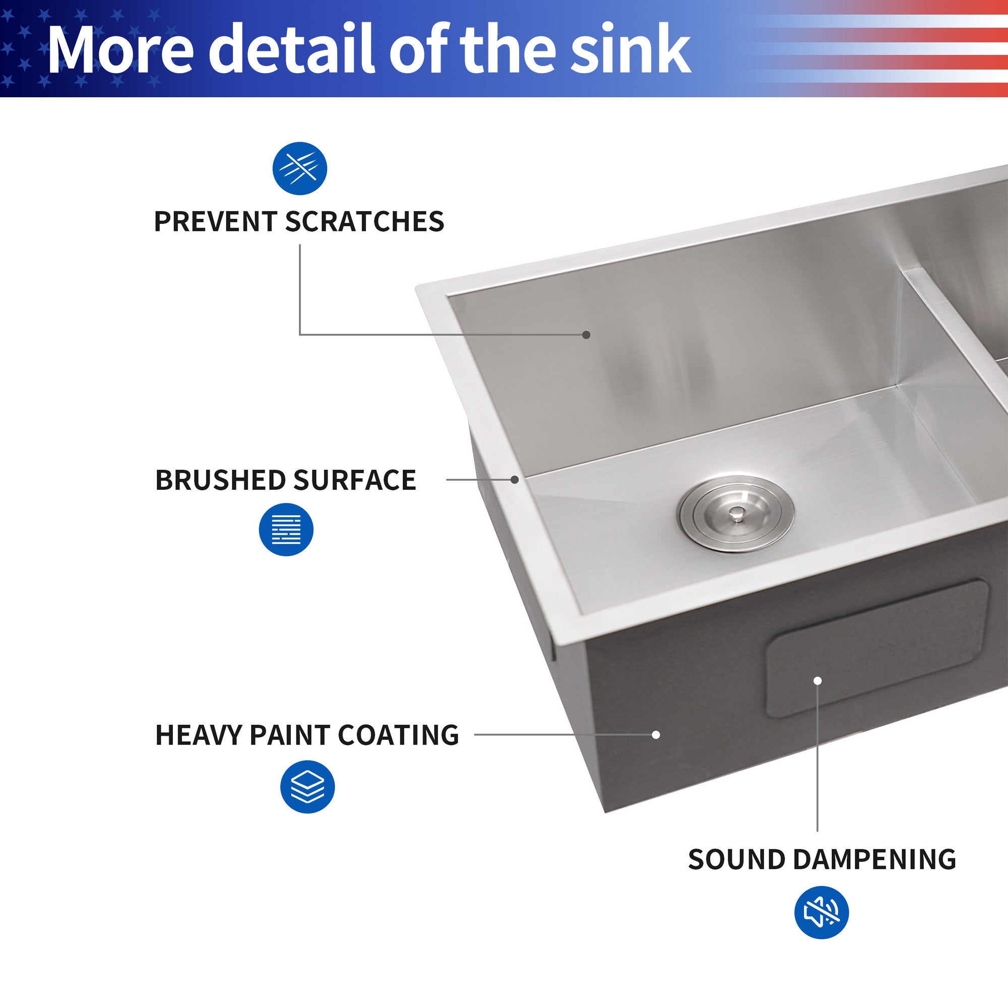 Undermount Double Bowl Stainless Steel Kitchen Sink RX-SS32
