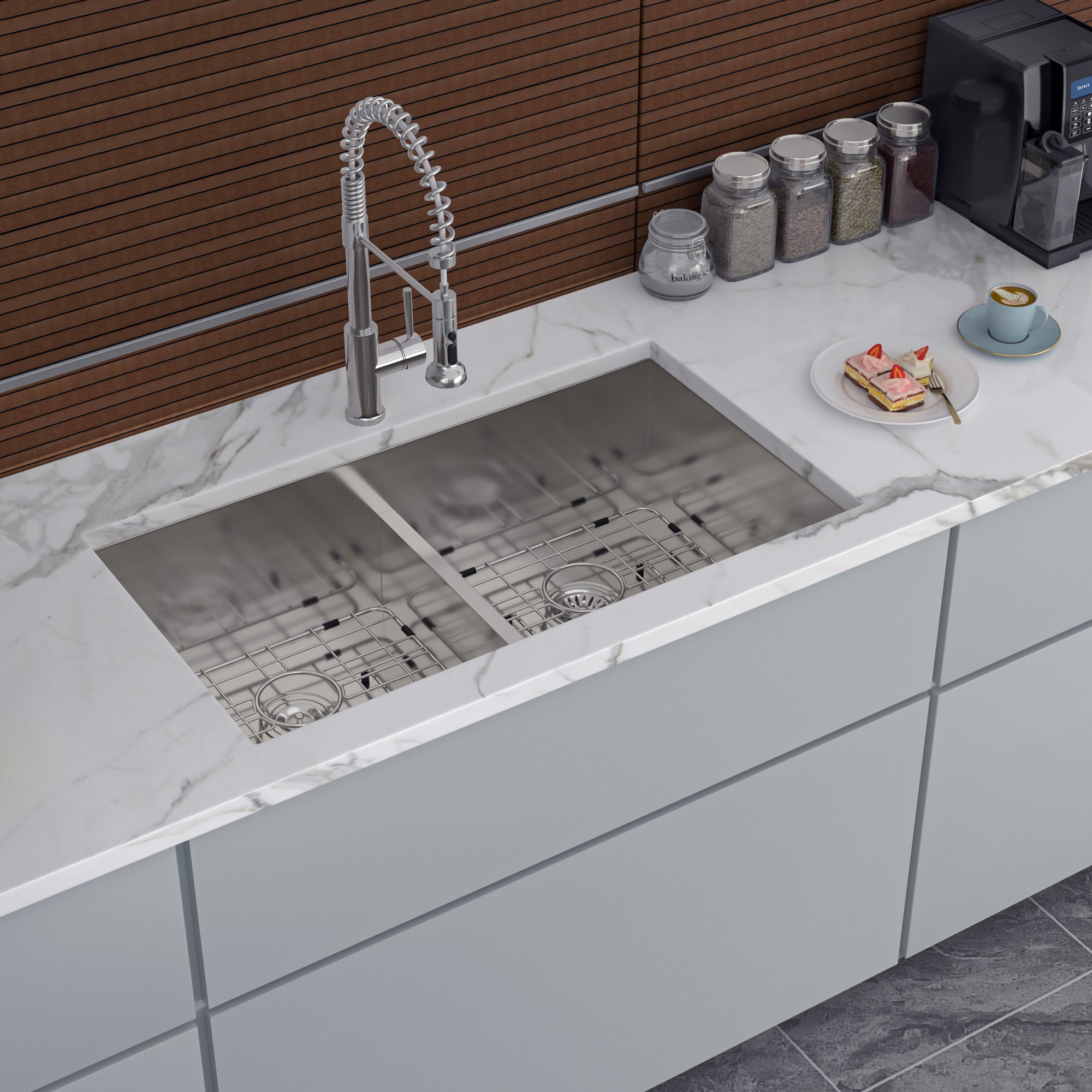 Undermount Double Bowl Kitchen Sink, 16 Gauge Stainless Steel (SS32)