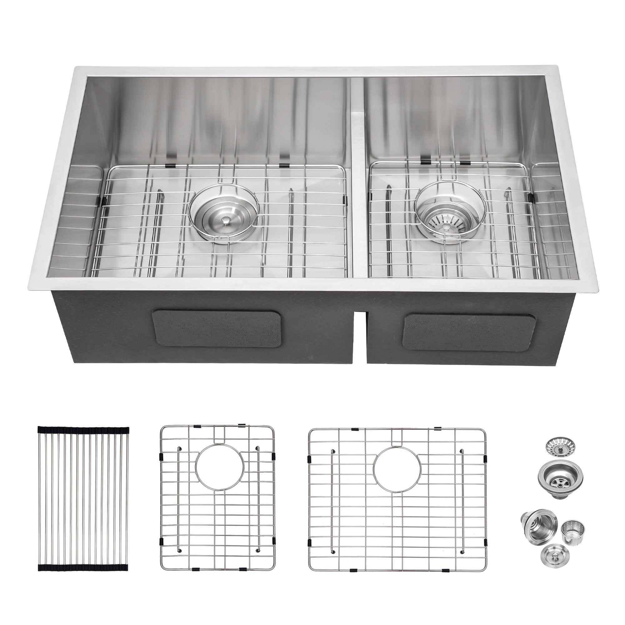 Undermount Double Bowl Kitchen Sink, 16 Gauge Stainless Steel (SS32)