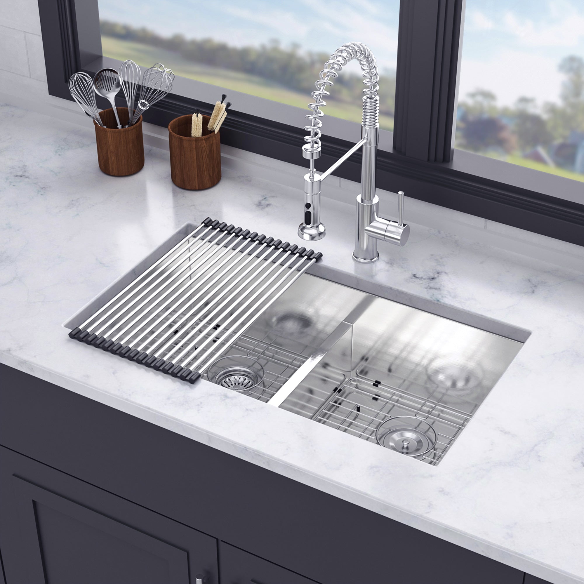 Undermount Double Bowl Kitchen Sink, 16 Gauge Stainless Steel (SS32)
