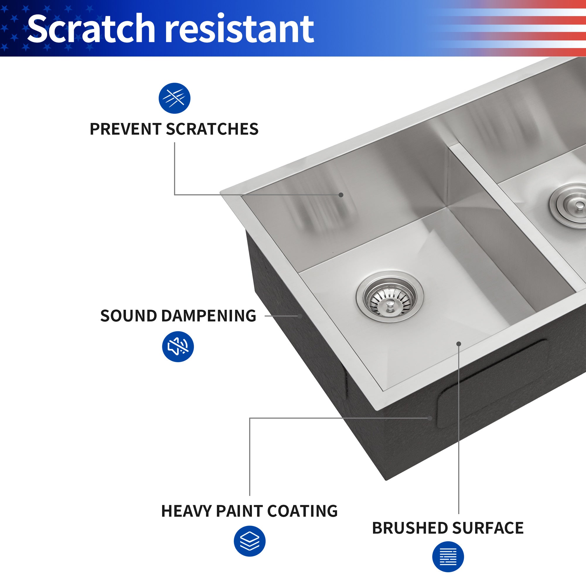 Undermount Double Bowl Kitchen Sink, 16 Gauge Stainless Steel (SS32)